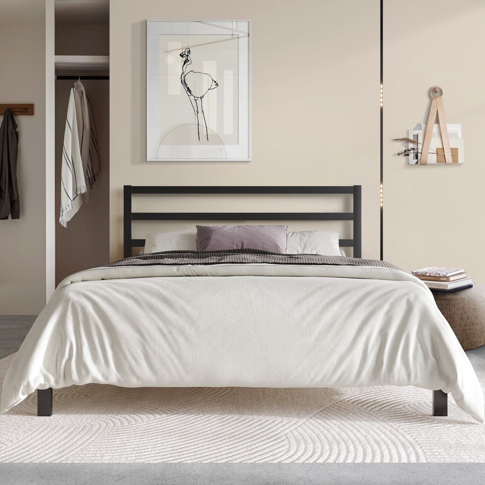 Castle Place Full Metal Platform Bed In Black