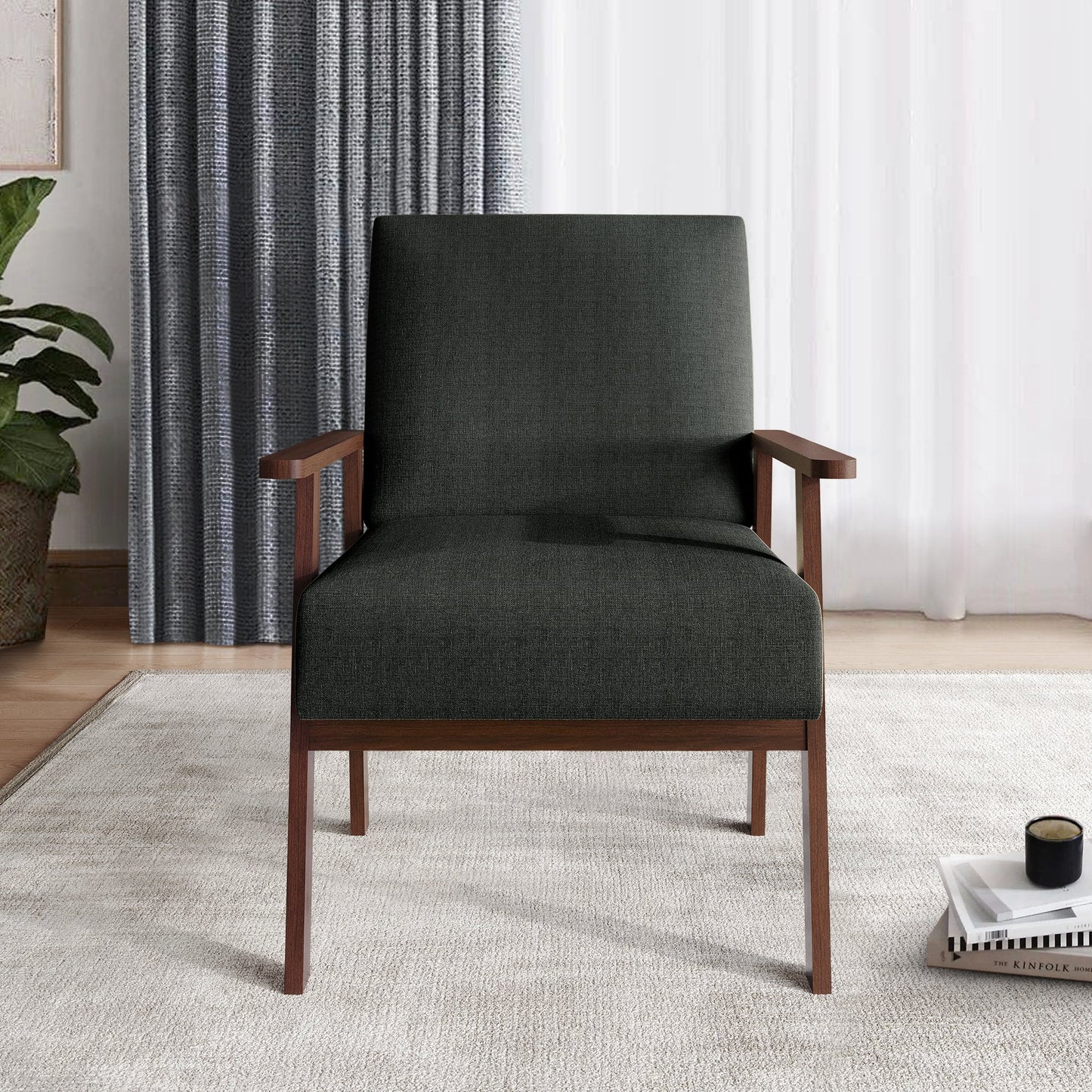Castle Place Contemporary Accent Chair, Charcoal Grey