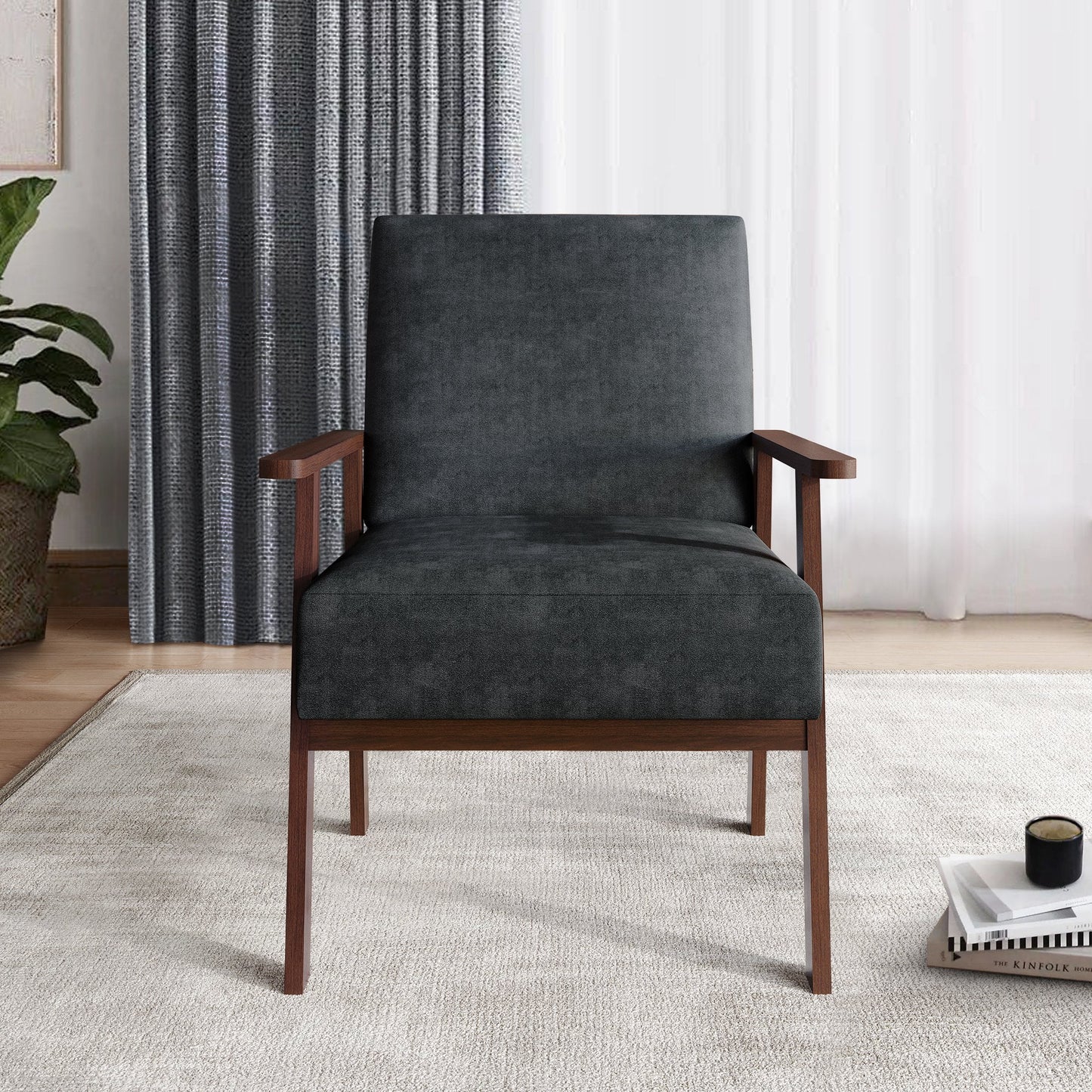 Castle Place Contemporary Accent Chair, Dark Grey