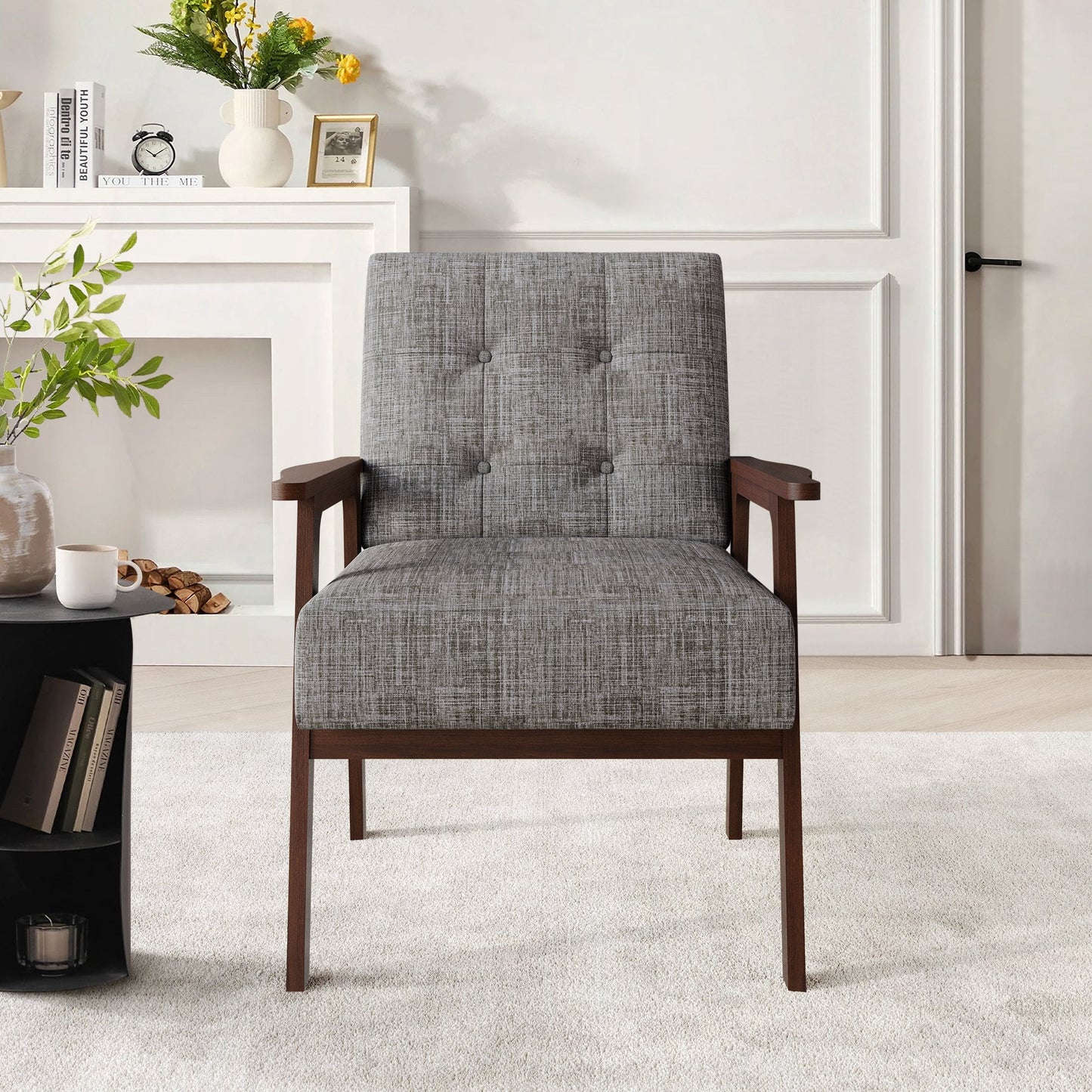 Castle Place Shabby Chic Accent Chair, Light Grey