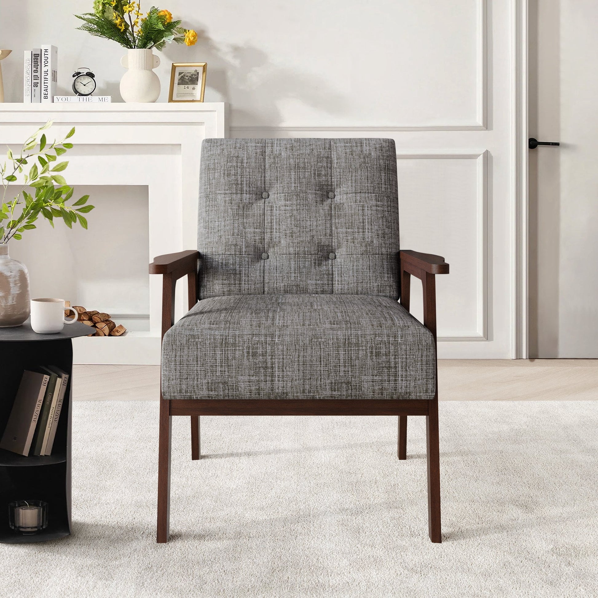 Castle Place Shabby Chic Accent Chair, Light Grey