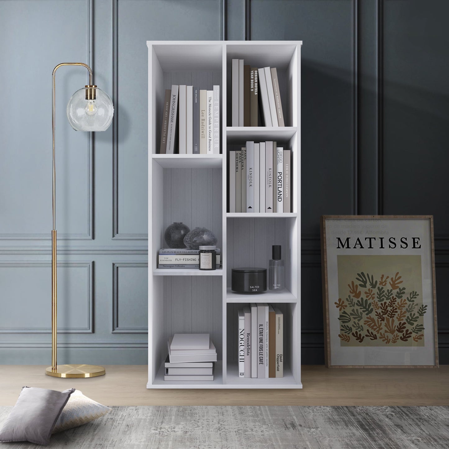 Castle Place Simple 7-Cube Open Shelf Bookcase, White