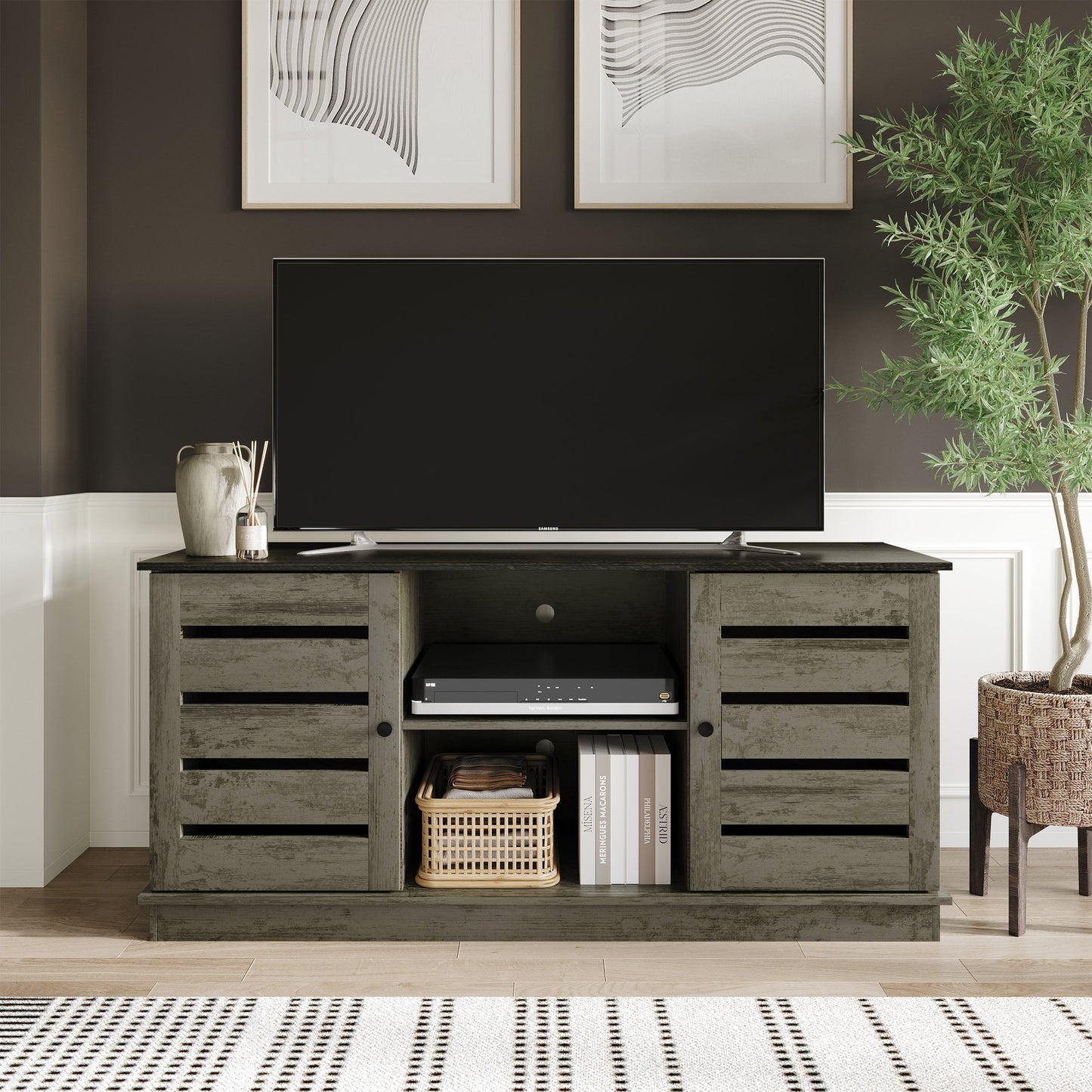 Castle Place Vintage TV Stand Console for TVs up to 50", Blue