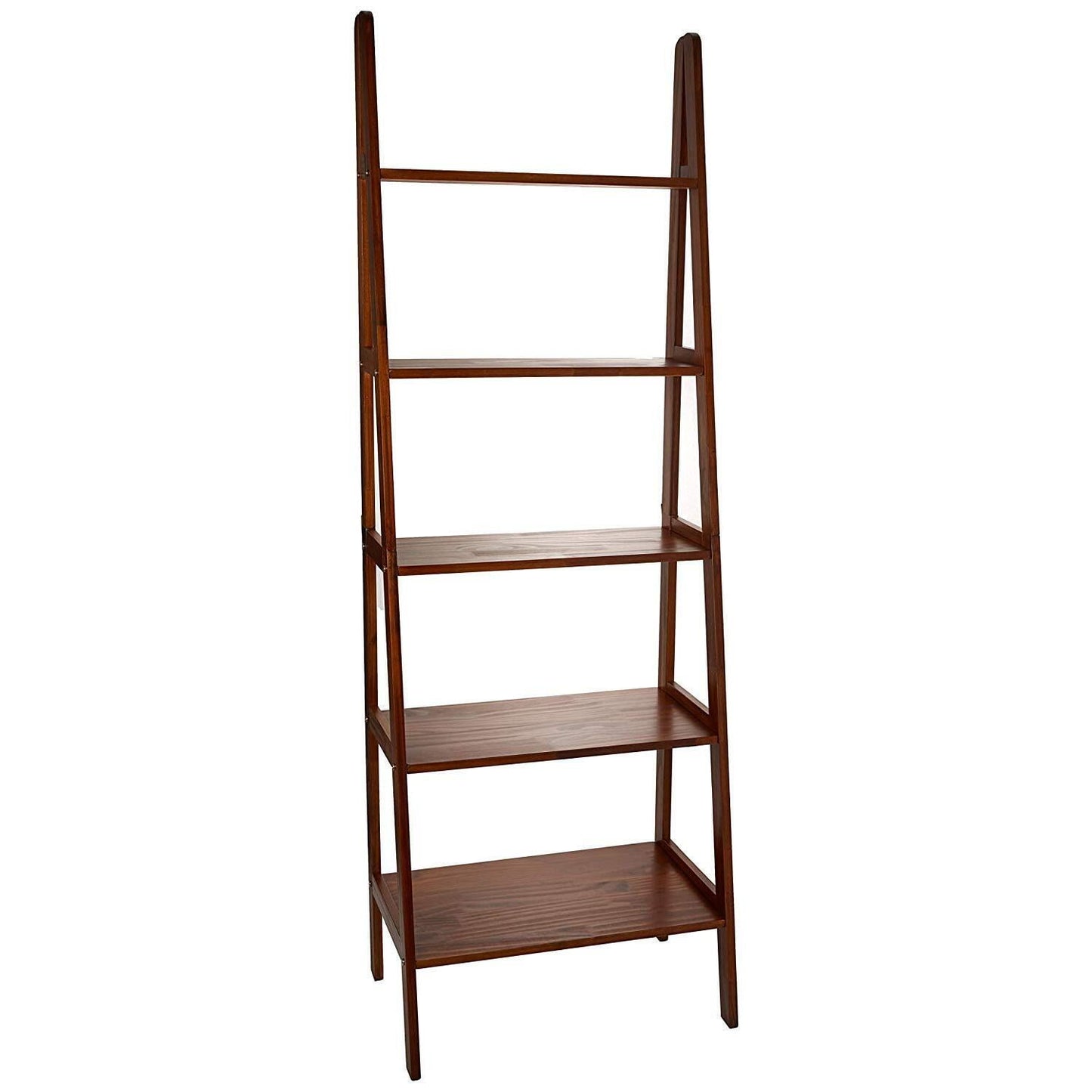 Casual Home 5-Shelf Ladder Bookcase-Color:Warm Brown