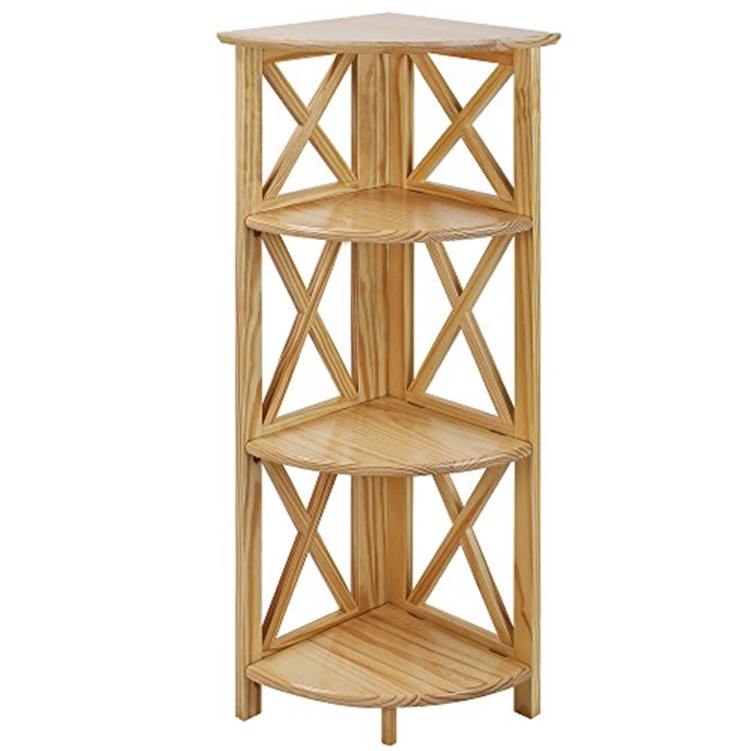 Montego 4-Shelf Corner Folding Bookcase-Natural