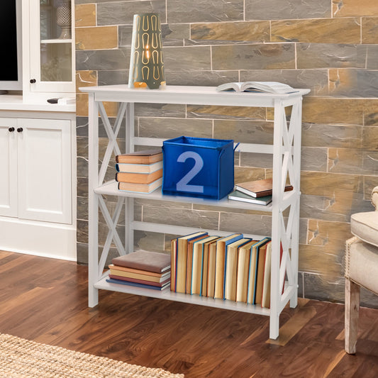 Montego 3-Shelf Bookcase-White
