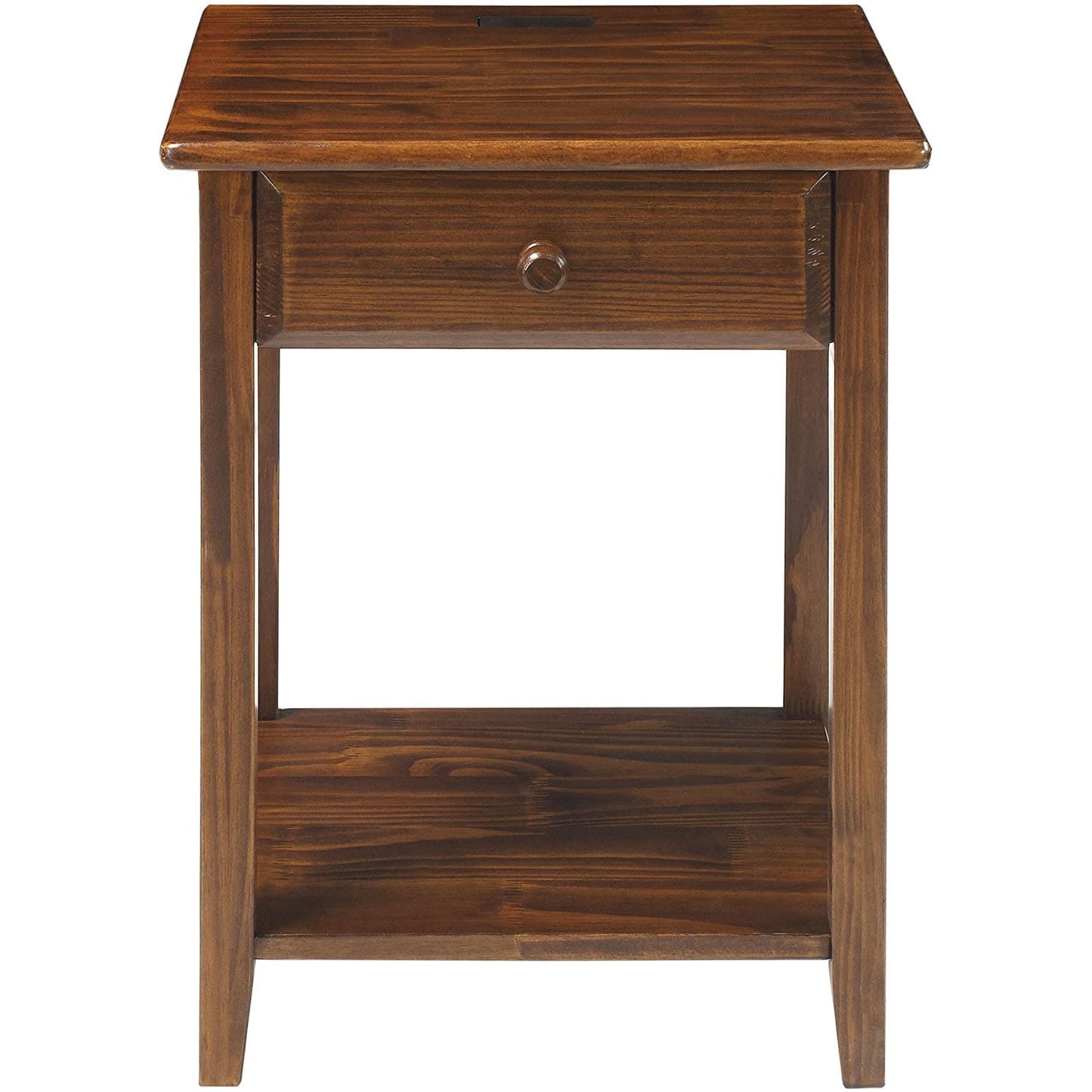 Casual Home Night Owl Nightstand with USB Port - Warm Brown