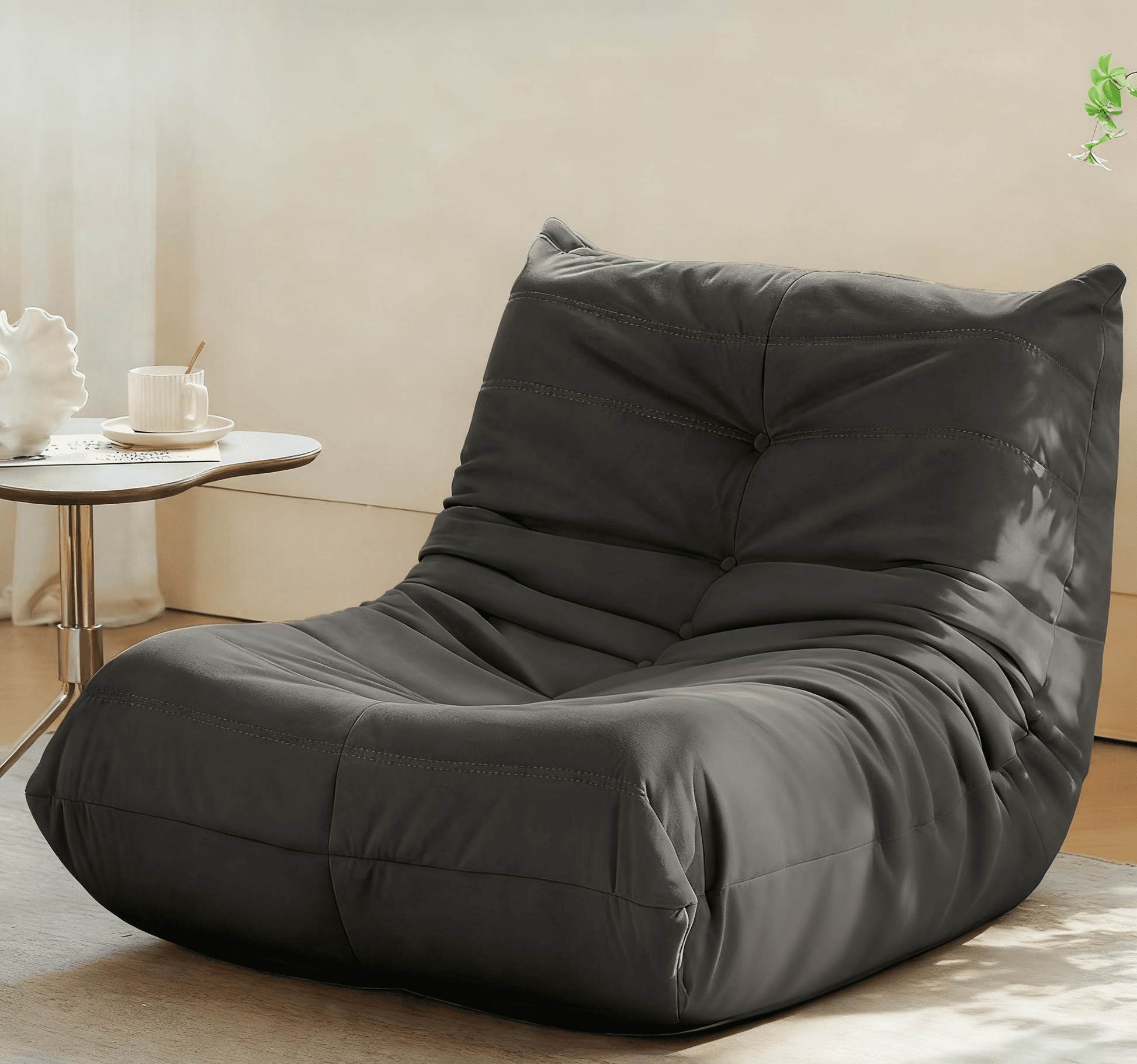 Caterpillar Armless Lazy Bean Bag Chair, High Density Memory Foam Floor Lounge Sofa with Anti-Slip Bottom, Vacuum Packed Accent Couch for Living Room Bedroom Gaming Room