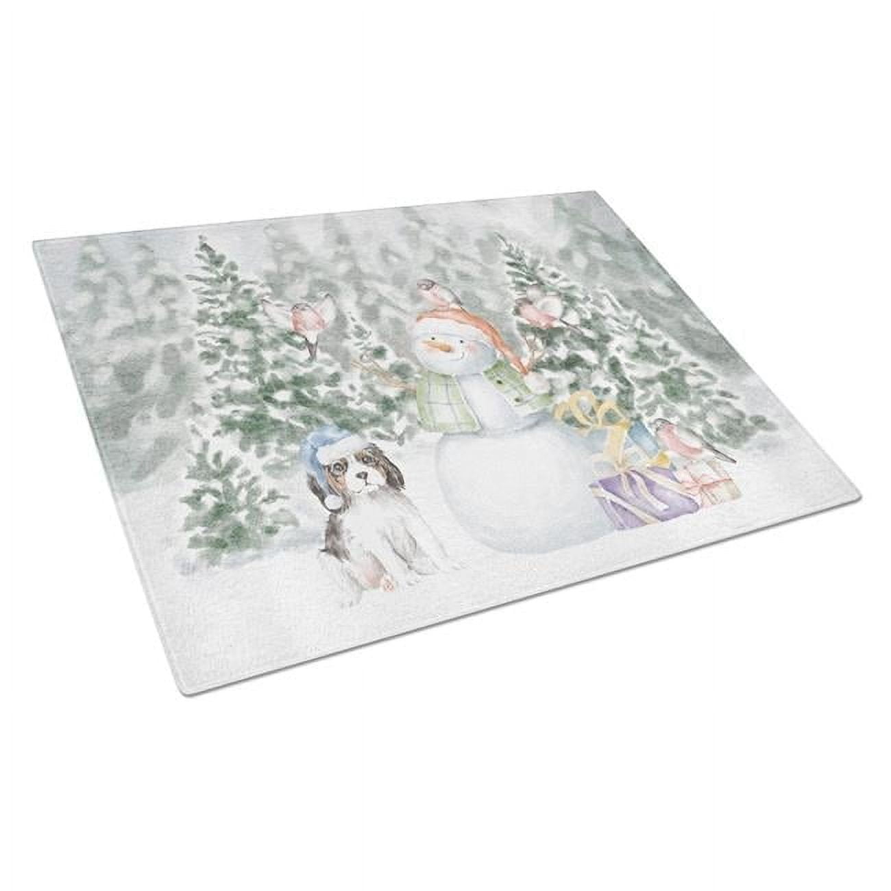 Cavalier King Charles Spaniel Tricolor Puppy with Christmas Presents Glass Cutting Board Large 12 in x 15 in