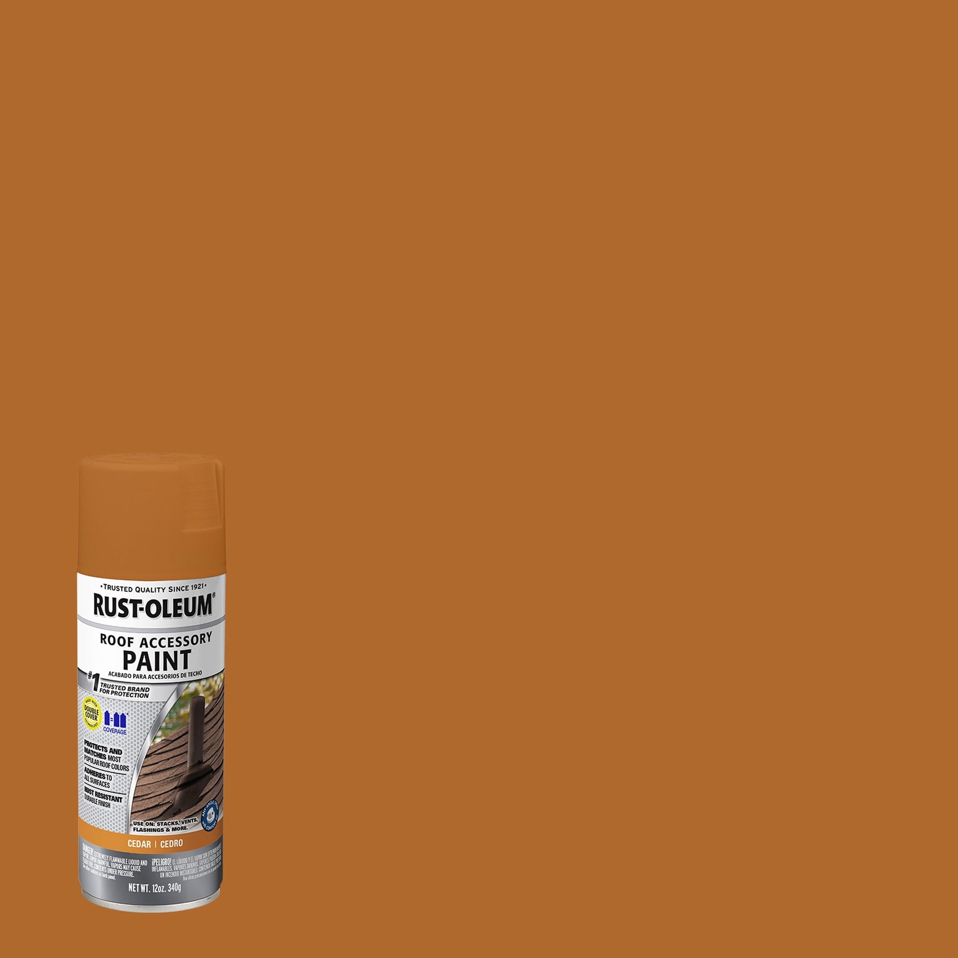 6 Pack, Cedar, Rust-Oleum Roof Accessory Coating Satin Spray Paint- 314061, 12 oz.