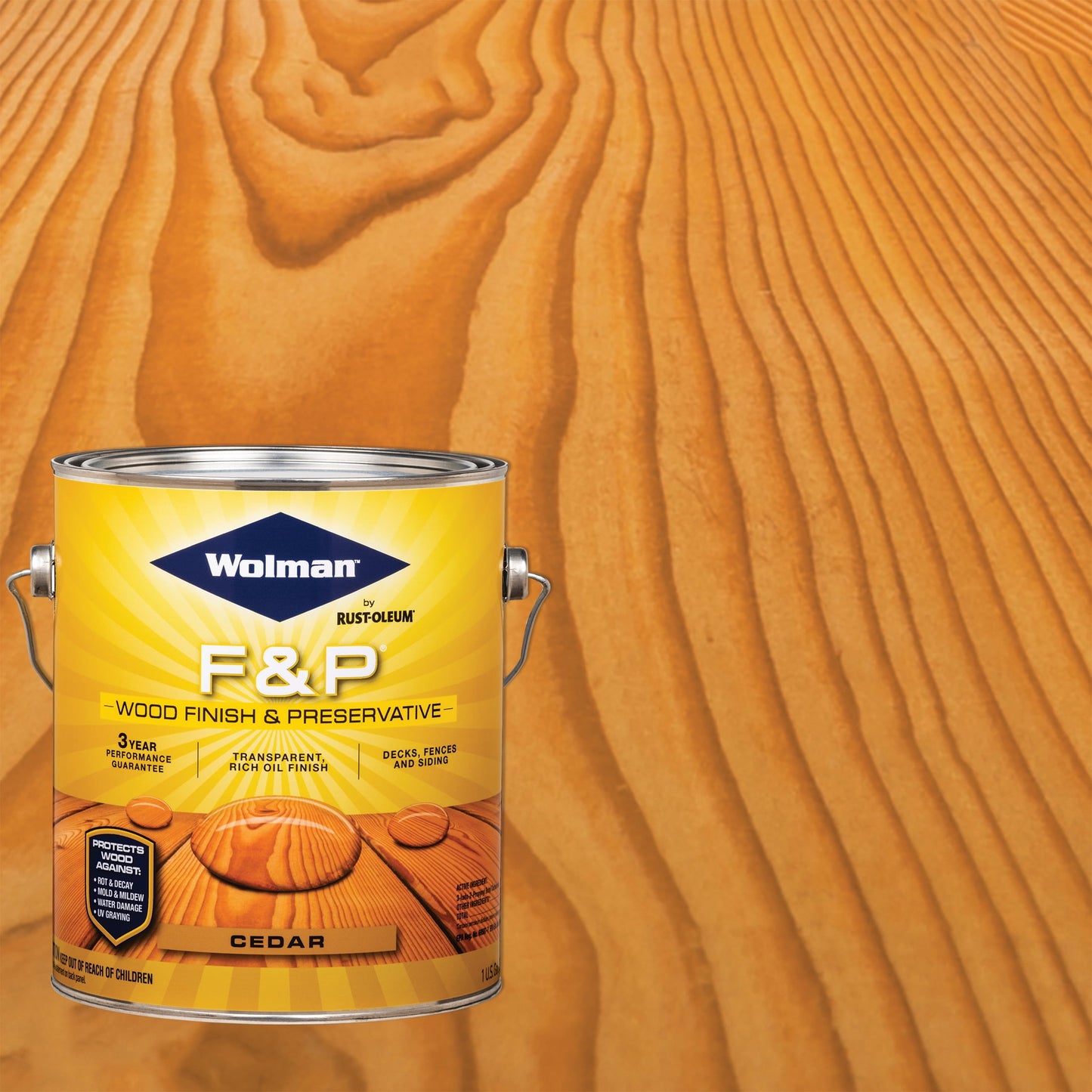 Cedar, Wolman Satin F & P Wood Finish and Preservative Cedar Semi-transparent Exterior Wood Stain - Gallon, 1 Pack