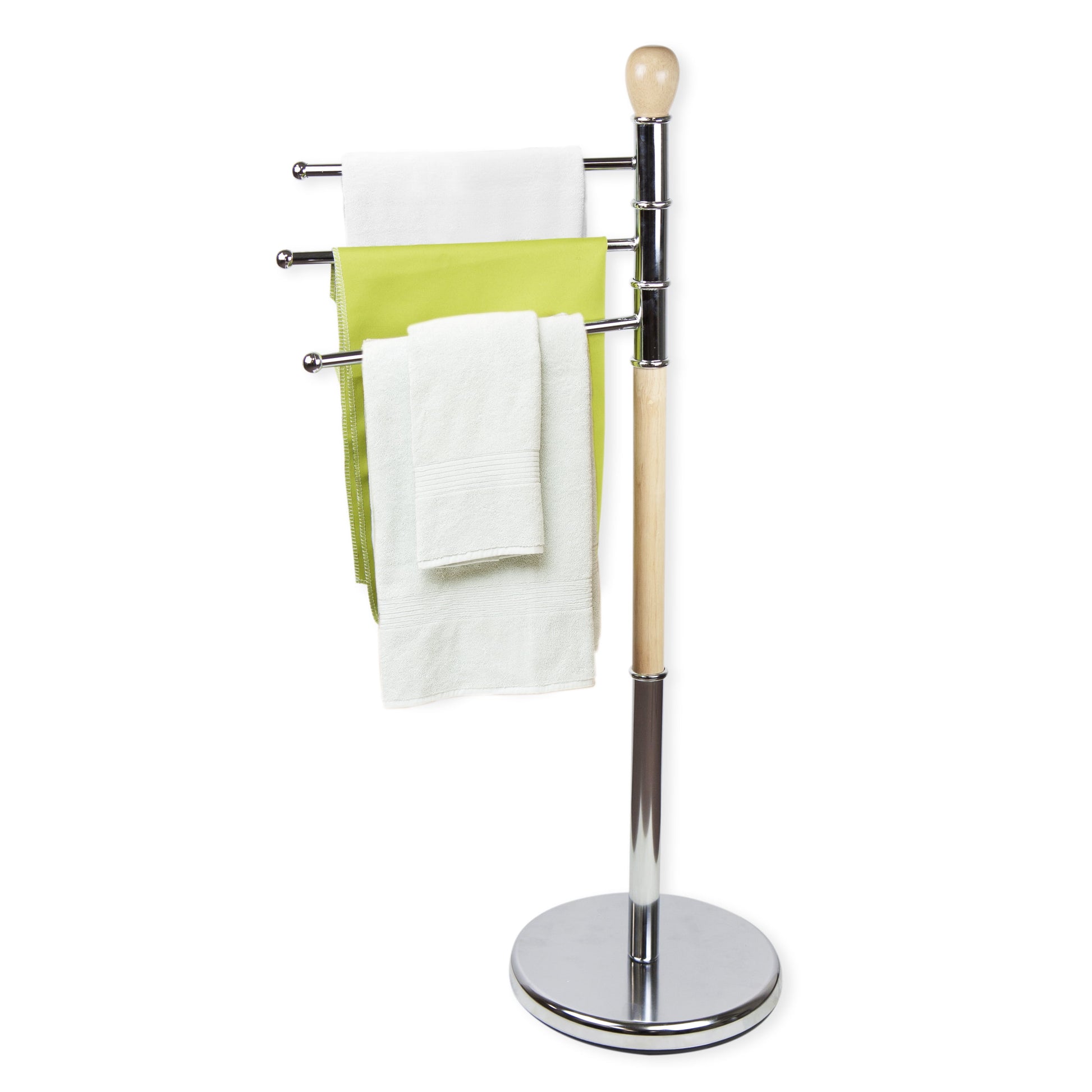 Central Design Products Free-standing 3 Prong Hand 11" Towel Holders, Silver and Beige