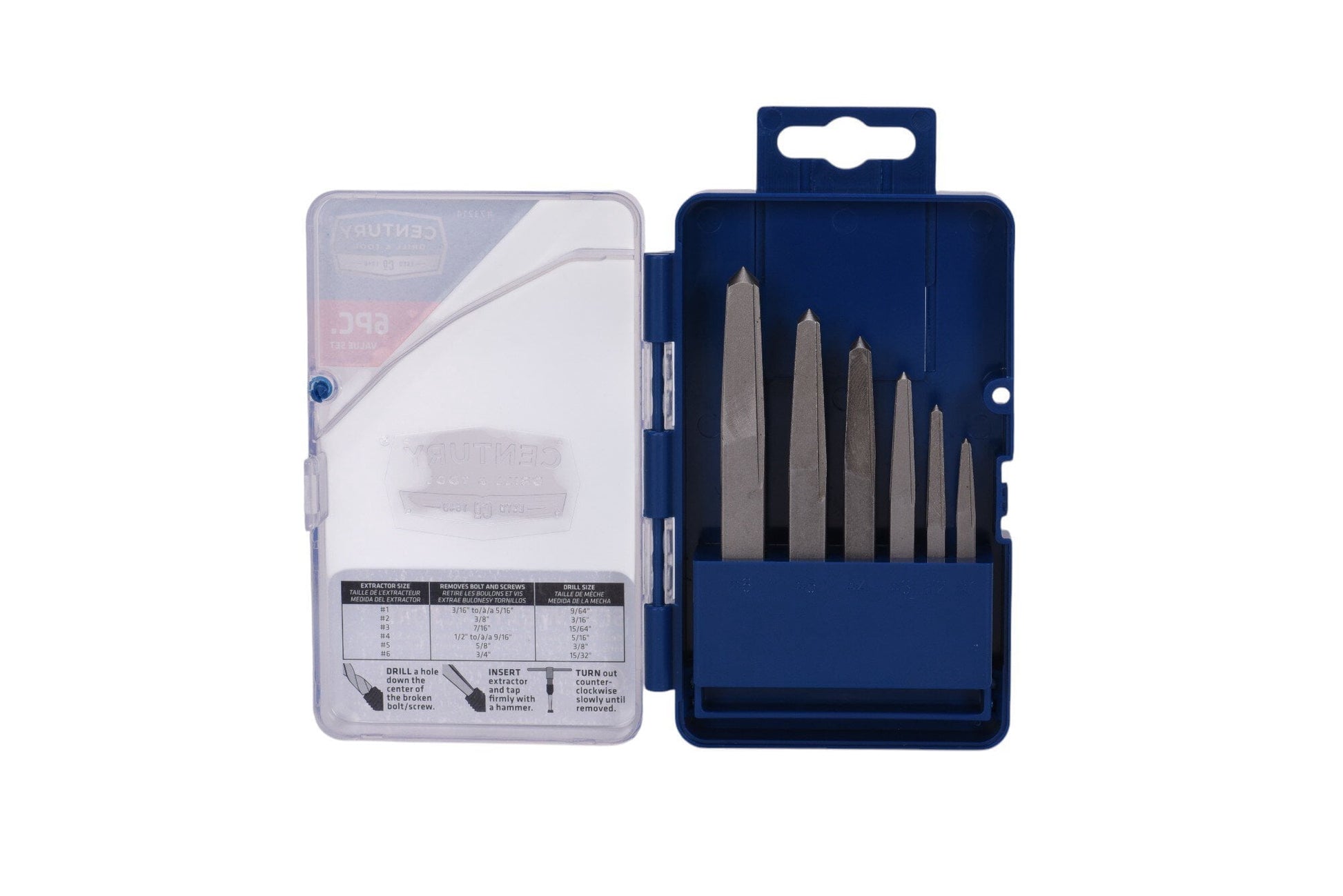 Century Drill & Tool 73214 Square Screw Extractor Set, 6 Piece