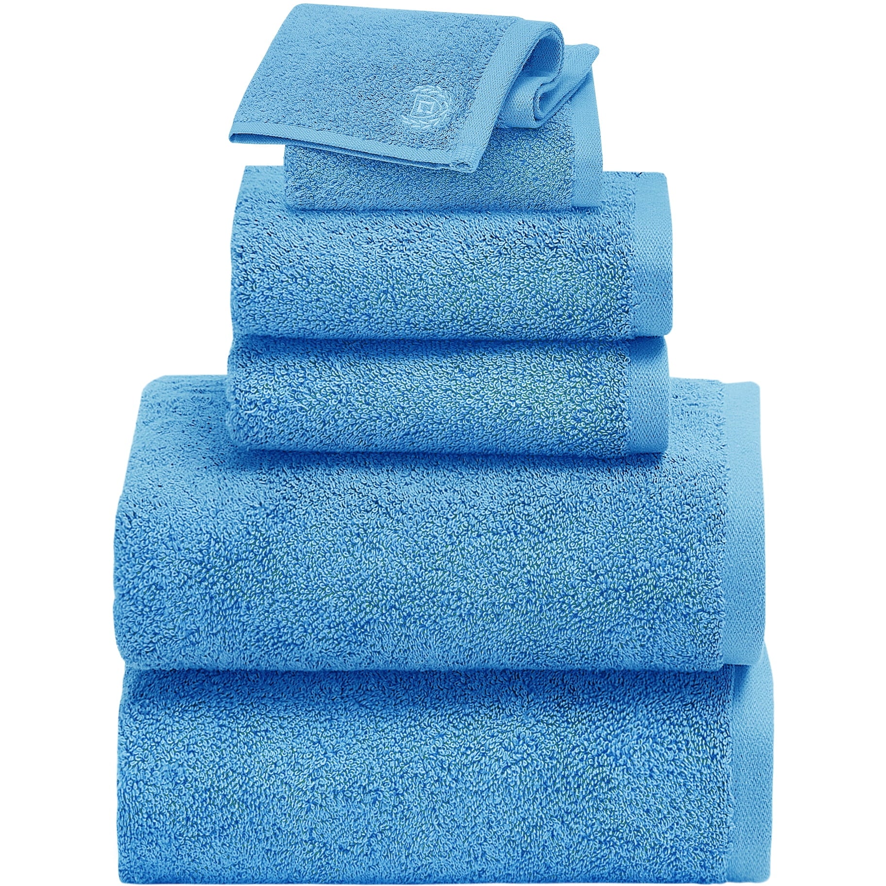 Chaps Bath Towels 6-Piece Sets for Bathroom - Ring Spun Cotton Towel Set - Blue