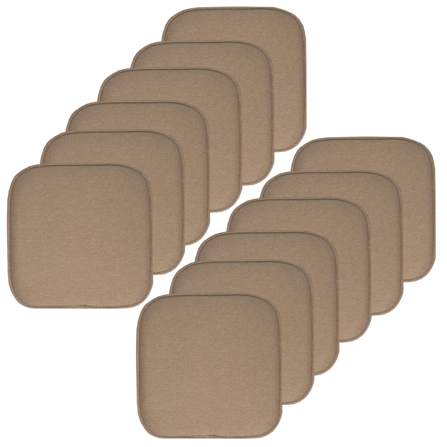 Charlotte Jacquard Cover Memory Foam Chair Pads 12 Pack Taupe