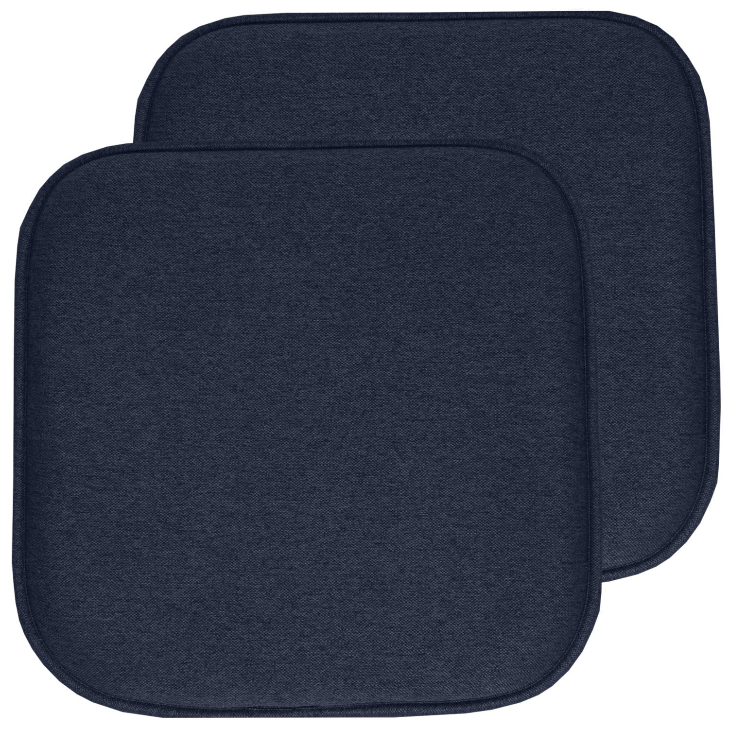 Charlotte Jacquard Cover Memory Foam Chair Pads 2 Pack Navy