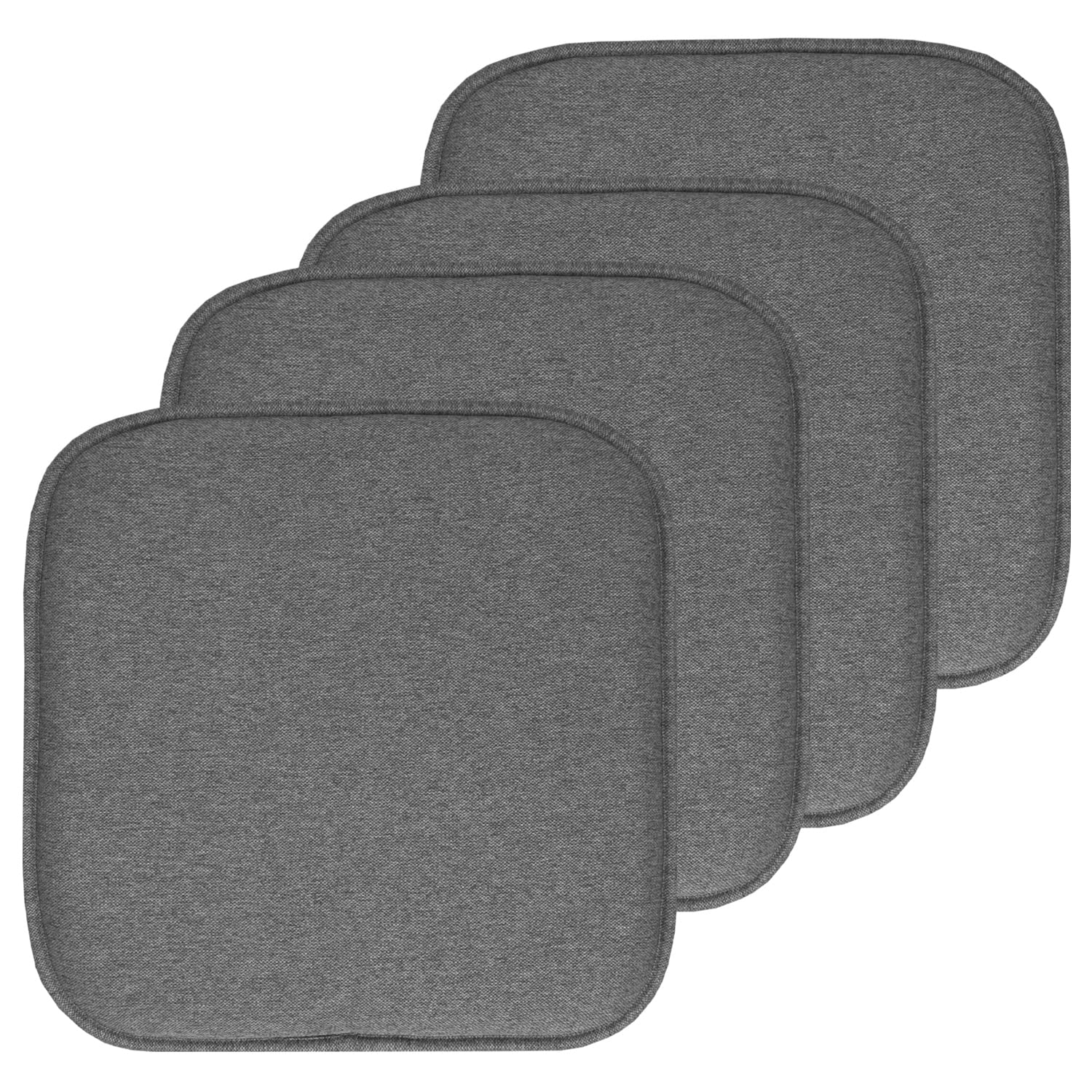 Charlotte Jacquard Cover Memory Foam Chair Pads 4 Pack Gray