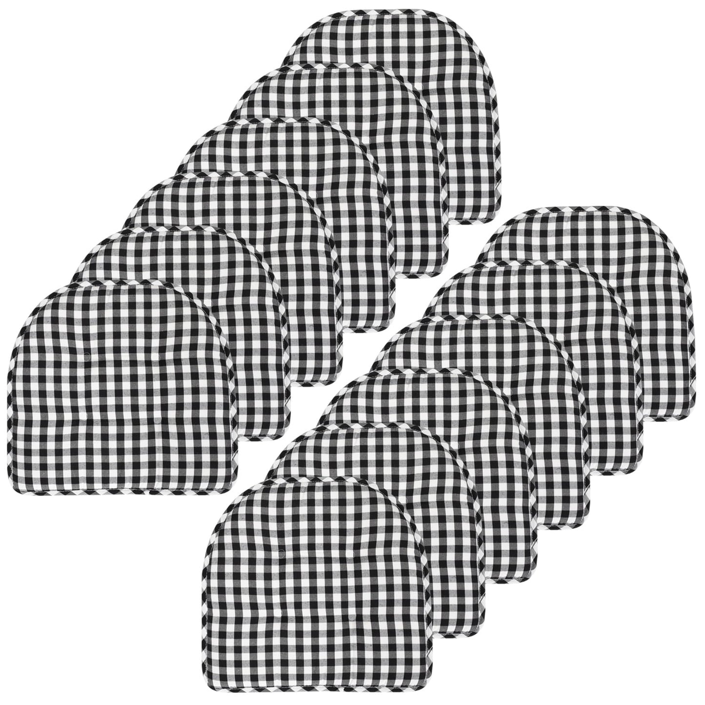 Checkered Memory Foam U-Shape Non-Slip Chair Cushion Pad 12 Pack - Black/White
