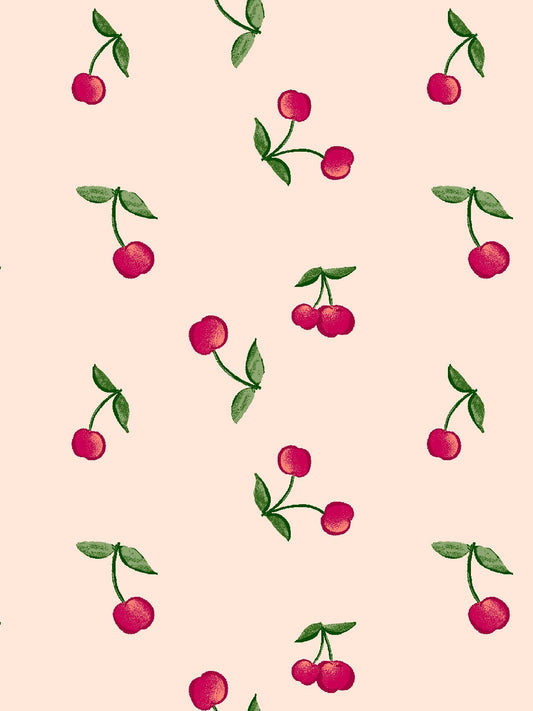 Cherries Removable Vinyl Wallpaper by Barbie - Peach