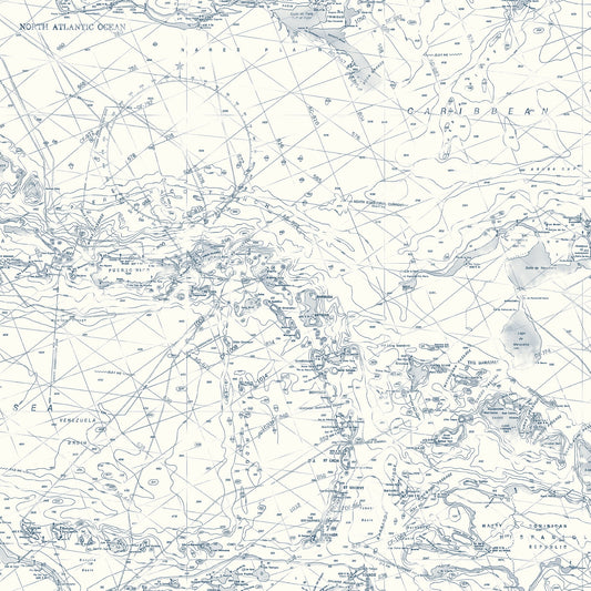 Chesapeake Charts Navy Map Prepasted Sure Strip Wallpaper, 20.5-in by 33-ft, 56.4 sq. ft.
