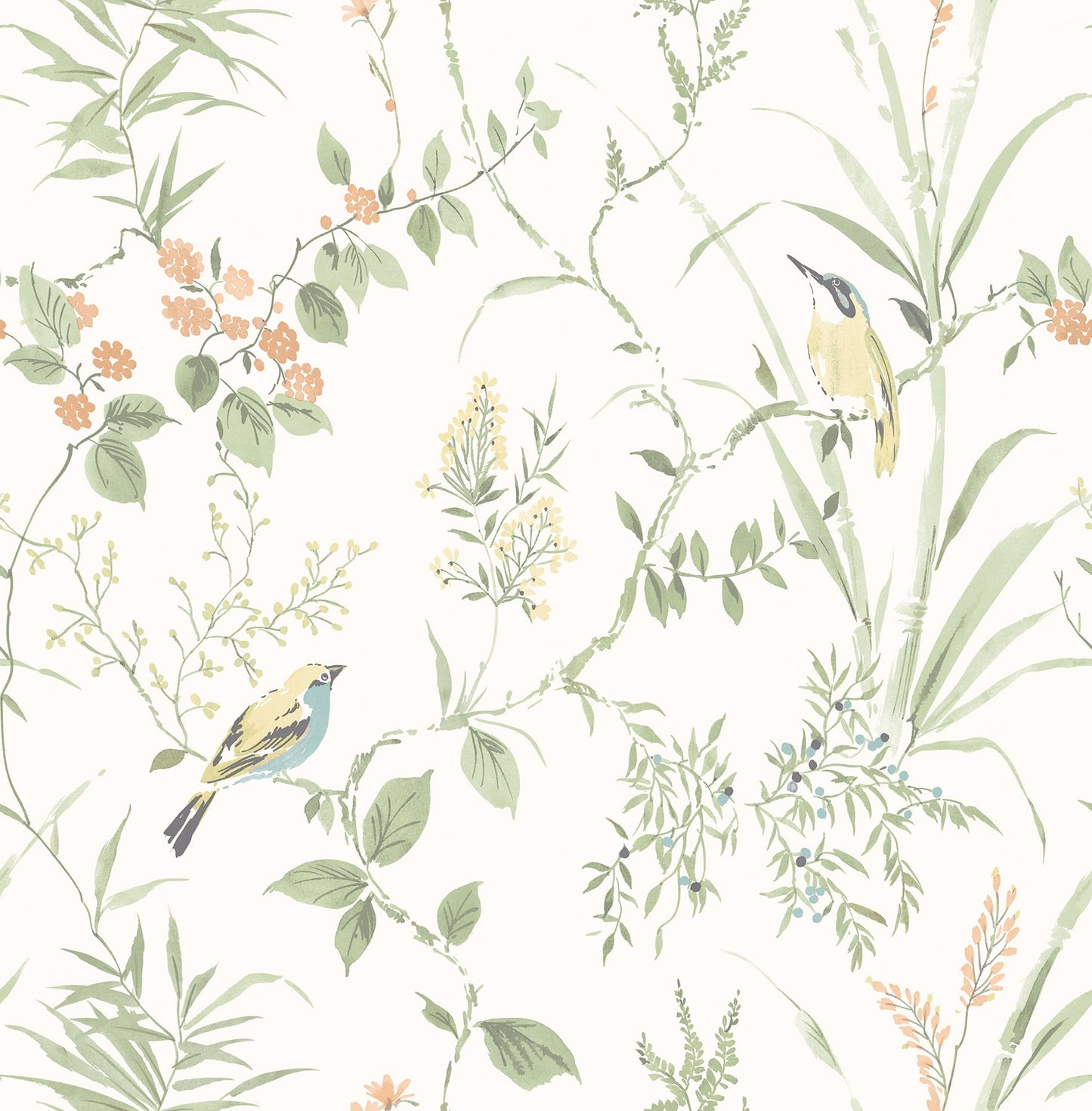 Chesapeake Imperial Garden Light Green Botanical Unpasted Non Woven Wallpaper, 20.5-in by 33-ft, 56.4 sq. ft.