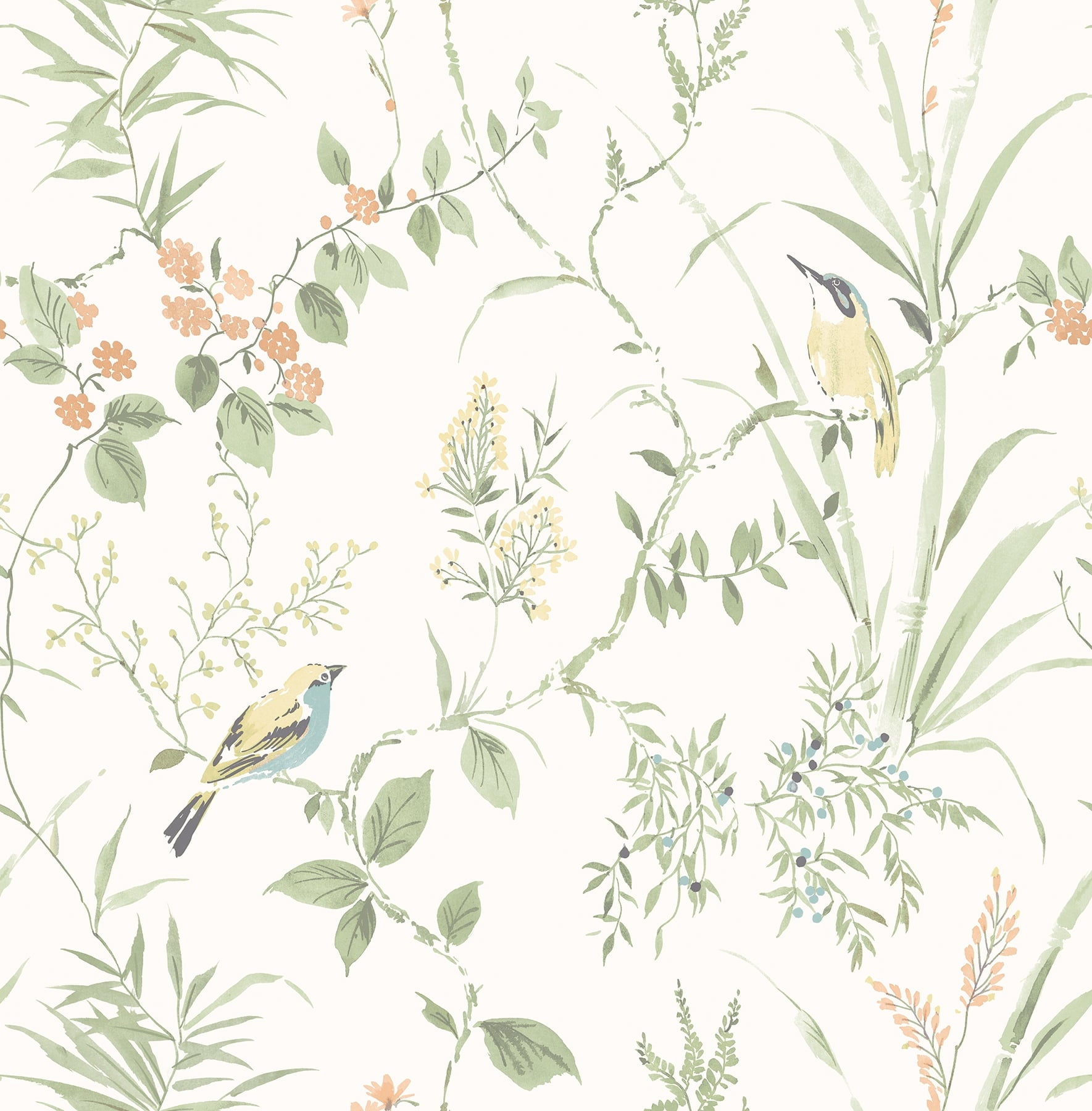 Chesapeake Imperial Garden Light Green Botanical Unpasted Non Woven Wallpaper, 20.5-in by 33-ft, 56.4 sq. ft.