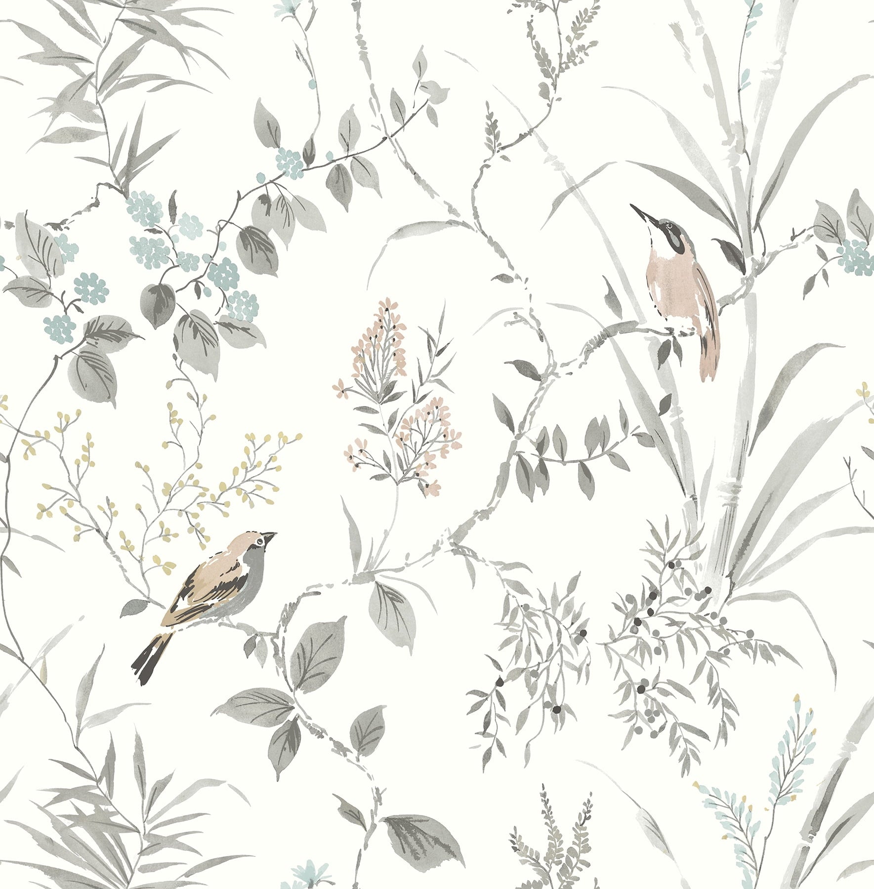 Chesapeake Imperial Garden Neutral Botanical Wallpaper