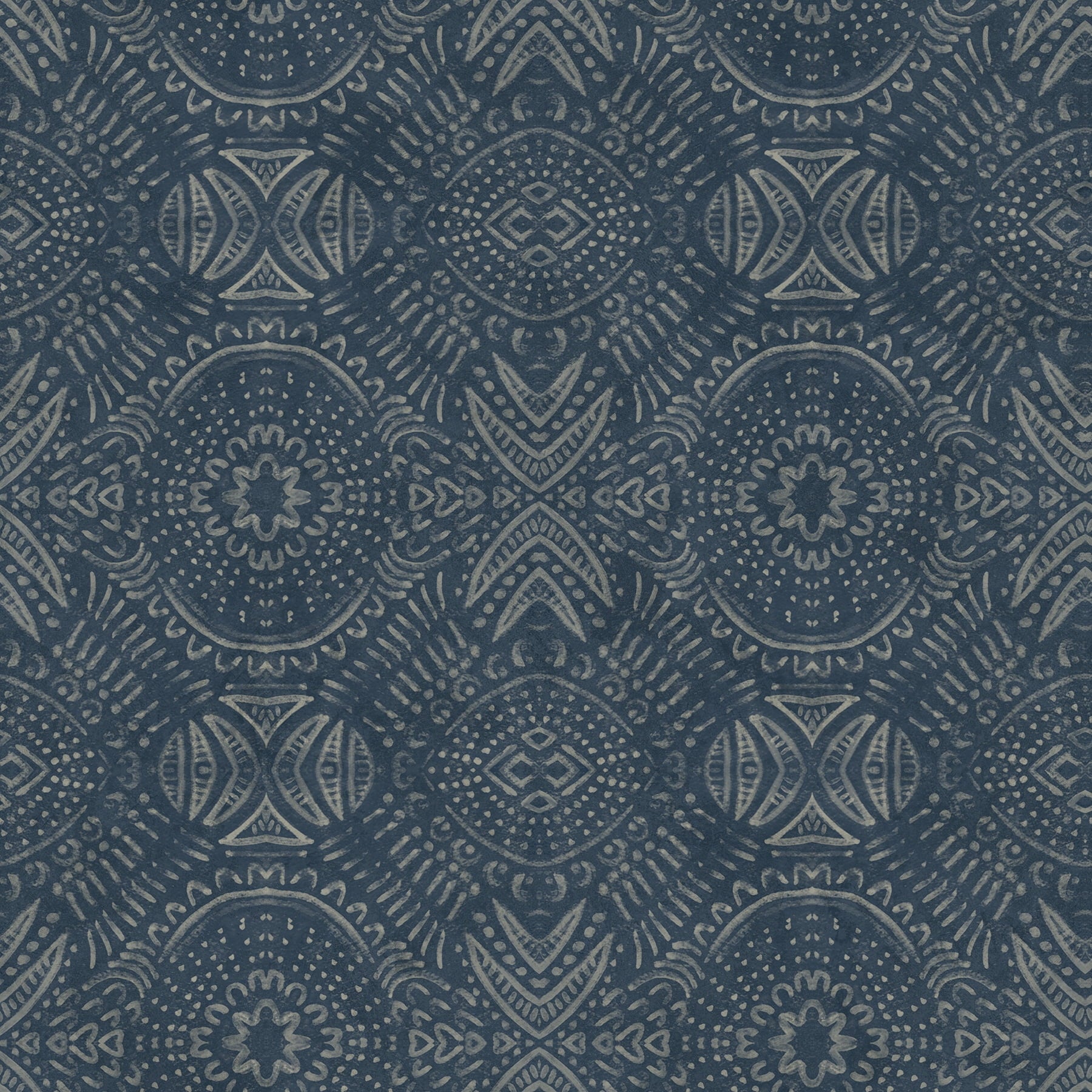 Java Navy Medallion Wallpaper