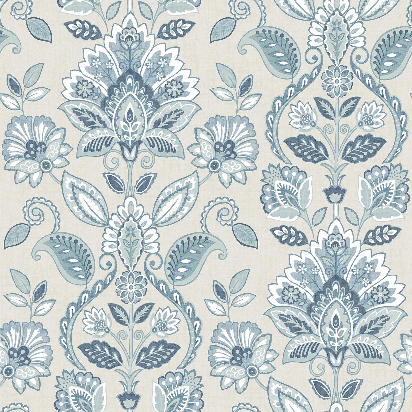 Chesapeake Rayleigh Blue Floral Damask Wallpaper