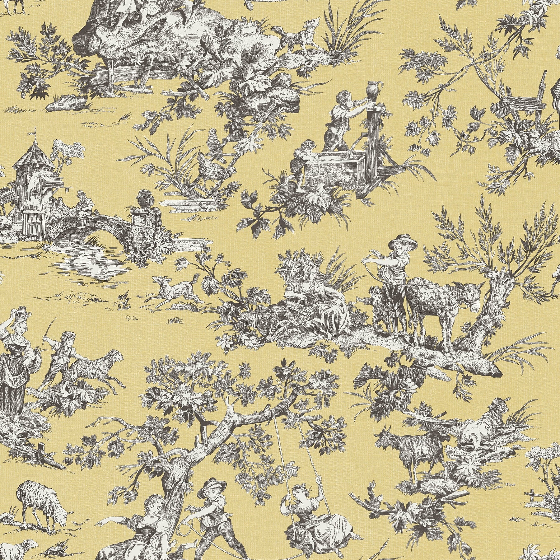 Chesapeake Whitney Yellow Toile Wallpaper