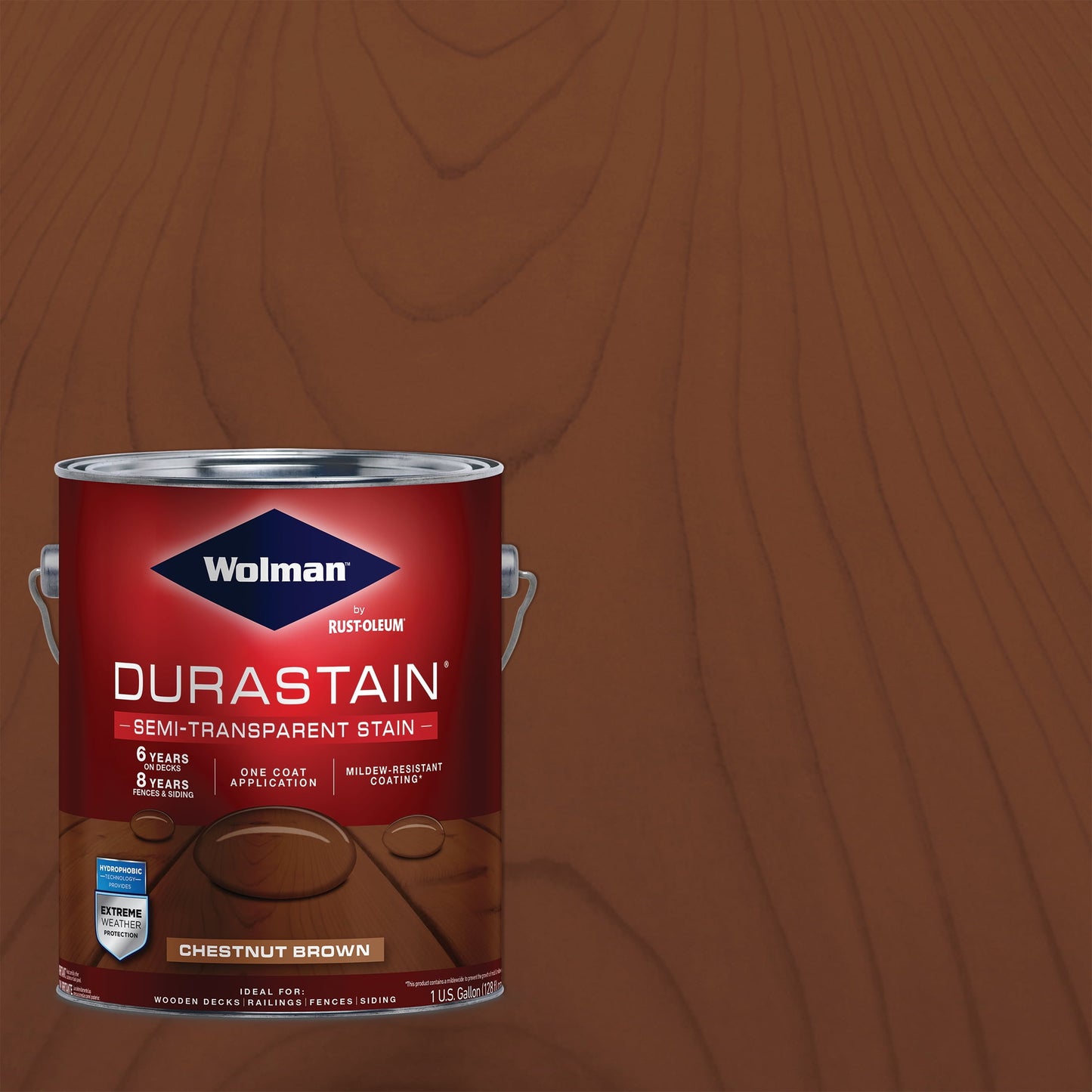 Chestnut Brown, Wolman Satin Durastain Semi-Transparent Exterior Wood Stain - Gallon, 1 Pack