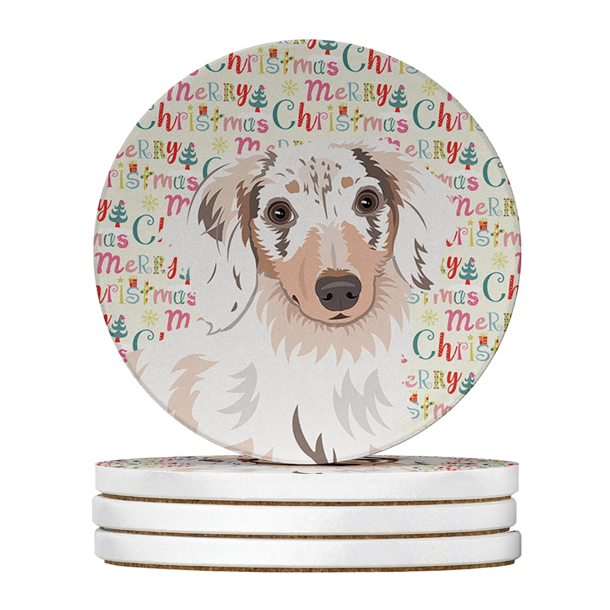 Chihuahua Dapple #2 Christmas Large Sandstone Coasters Pack of 4 4 in x 4 in