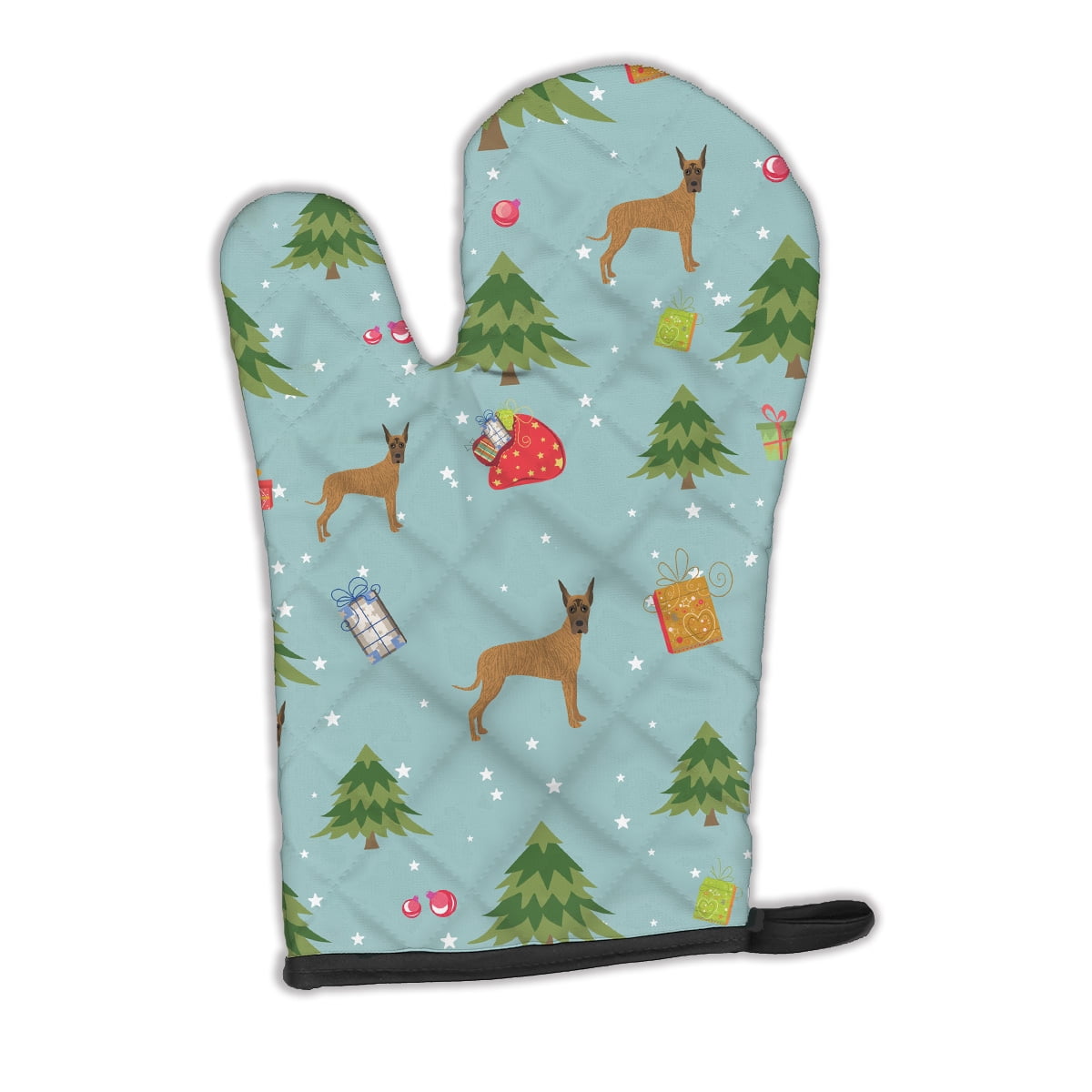 Christmas Brindle Cropped Great Dane Oven Mitt