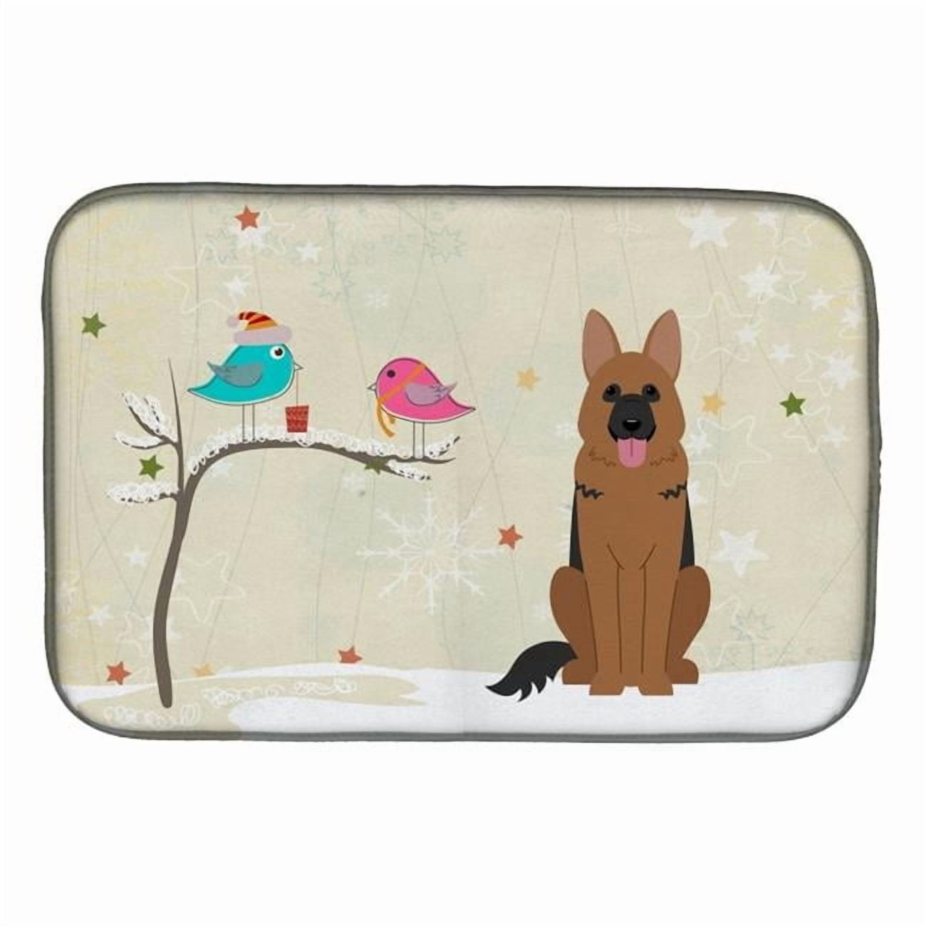 Carolines Treasures BB2517DDM Christmas Presents Between Friends White German Shepherd Dish Drying Mat