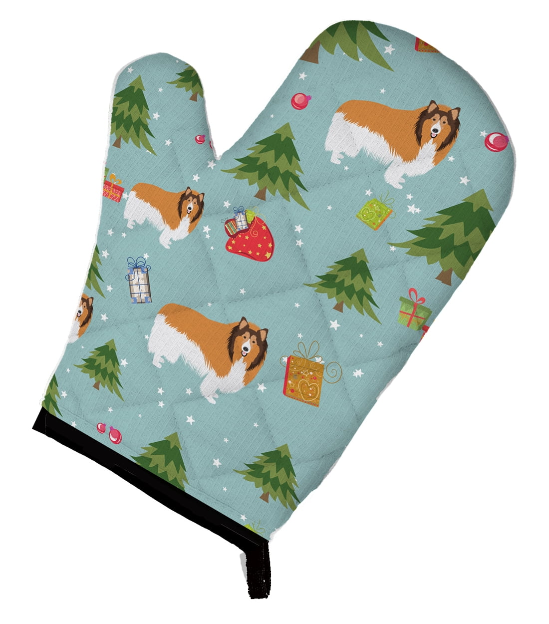 Christmas Rough Collie Oven Mitt