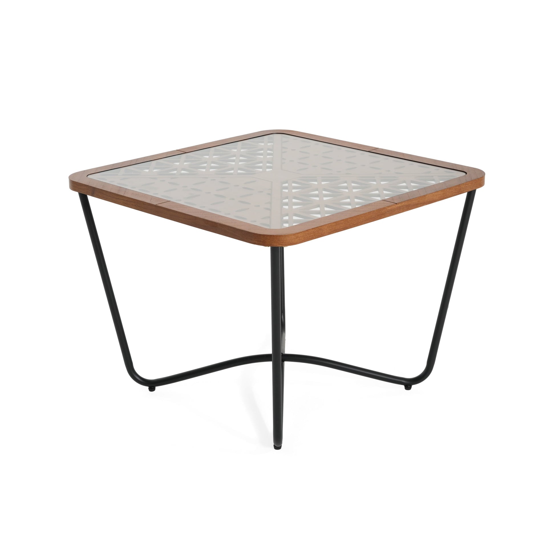 Christopher Knight Home Industrial 23.6" Round Coffee Table with Tempered Glass Top & Black Metal Frame