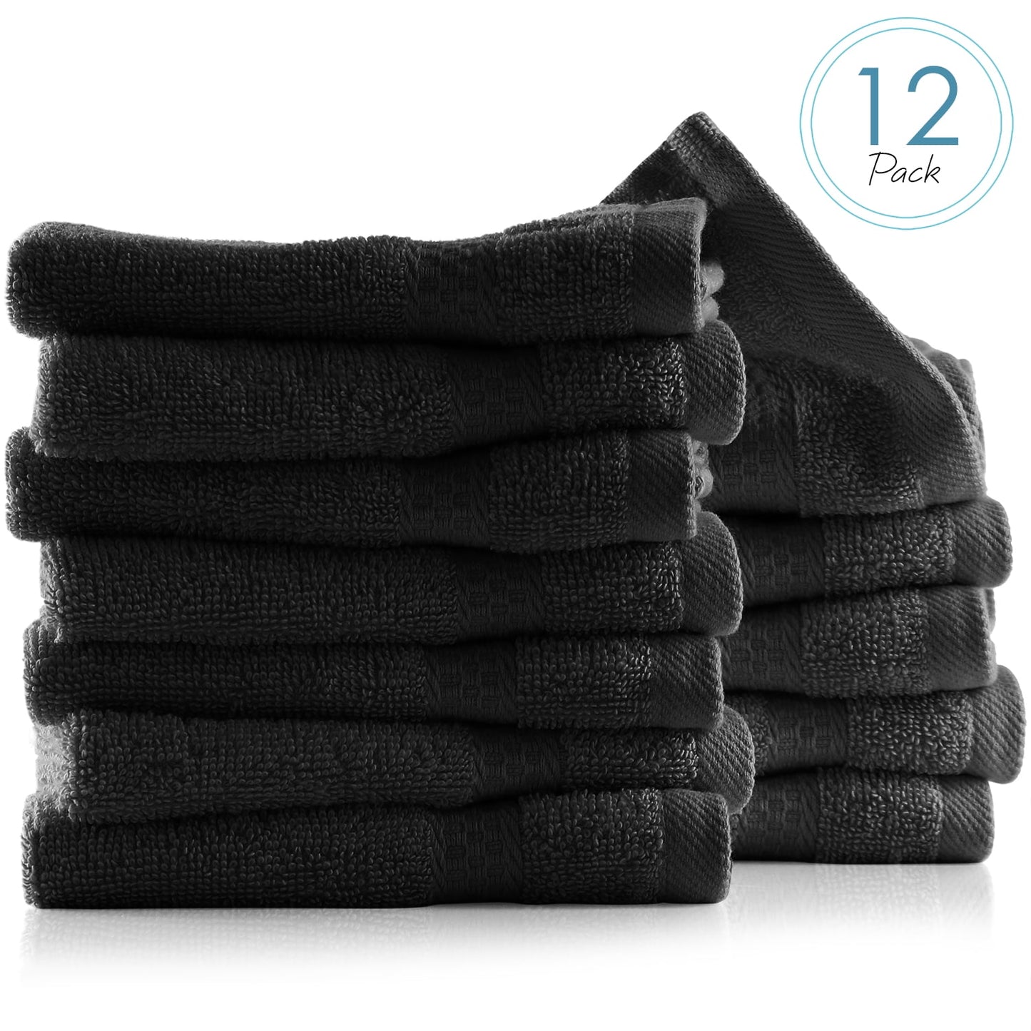 Clara Clark Bath Towels Set, 100% Cotton Luxury Soft Set of 12 Multipurpose Wash Cloths, Purple