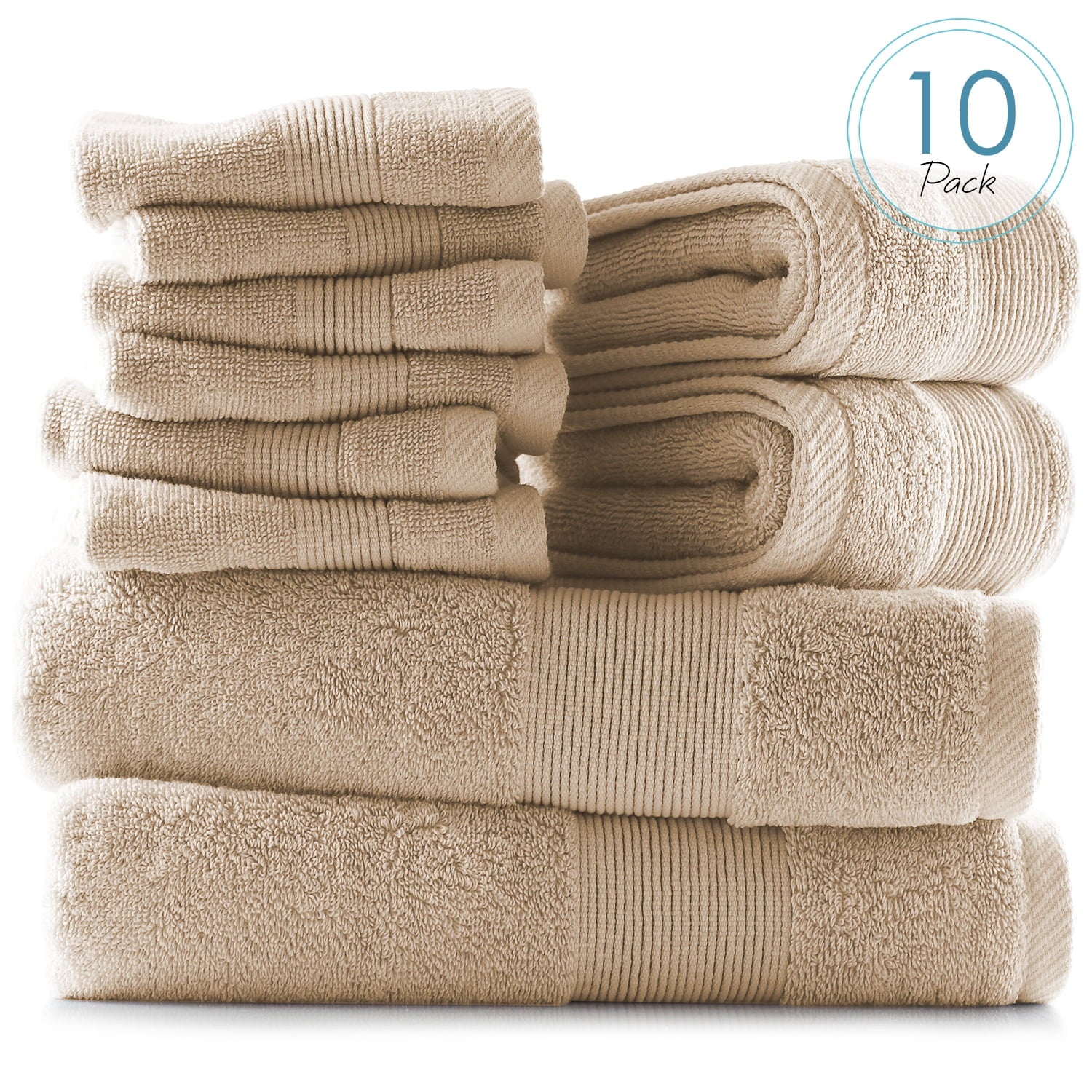 Clara Clark Bath Towels Set, 100% Cotton Luxury Softness 10 Pc Set, Black