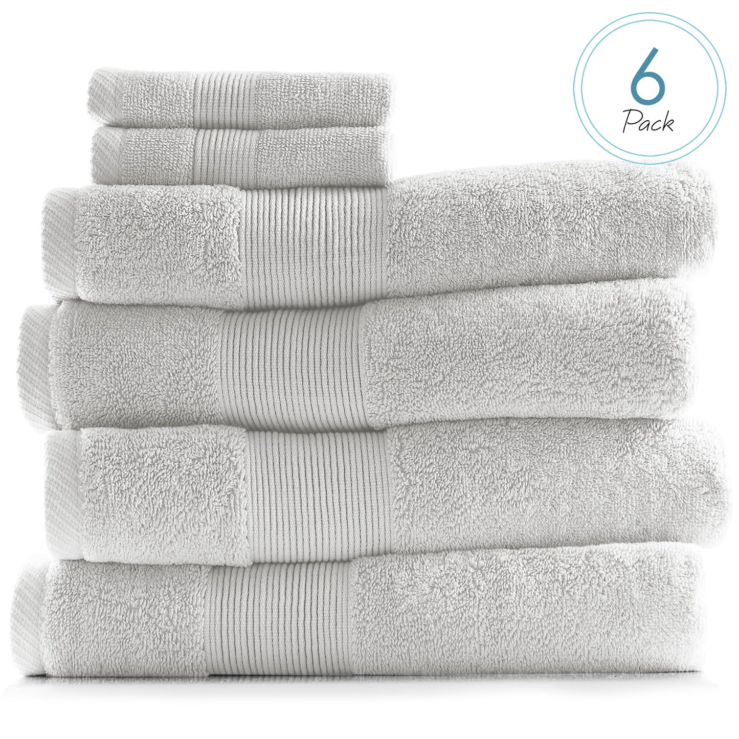 Clara Clark Bath Towels Set, 100% Cotton Luxury Softness 6 Pc Set, White