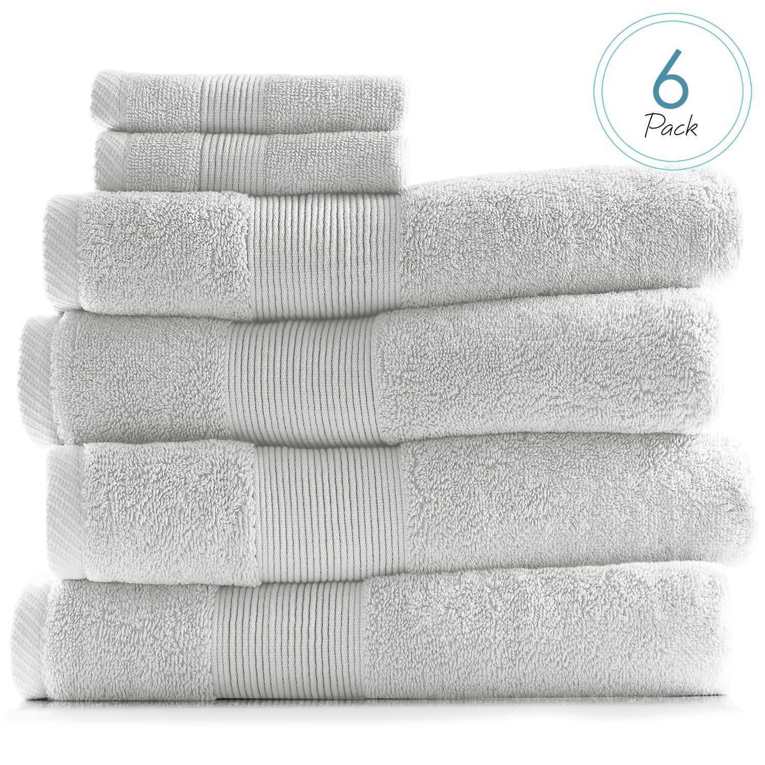 Clara Clark Bath Towels Set, 100% Cotton Luxury Softness 6 Pc Set, White