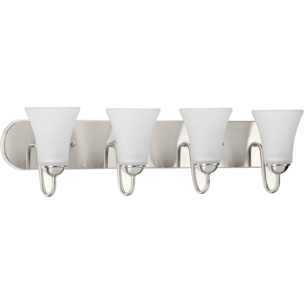 Classic Collection Four-Light Brushed Nickel Etched Glass Traditional Bath Vanity Light
