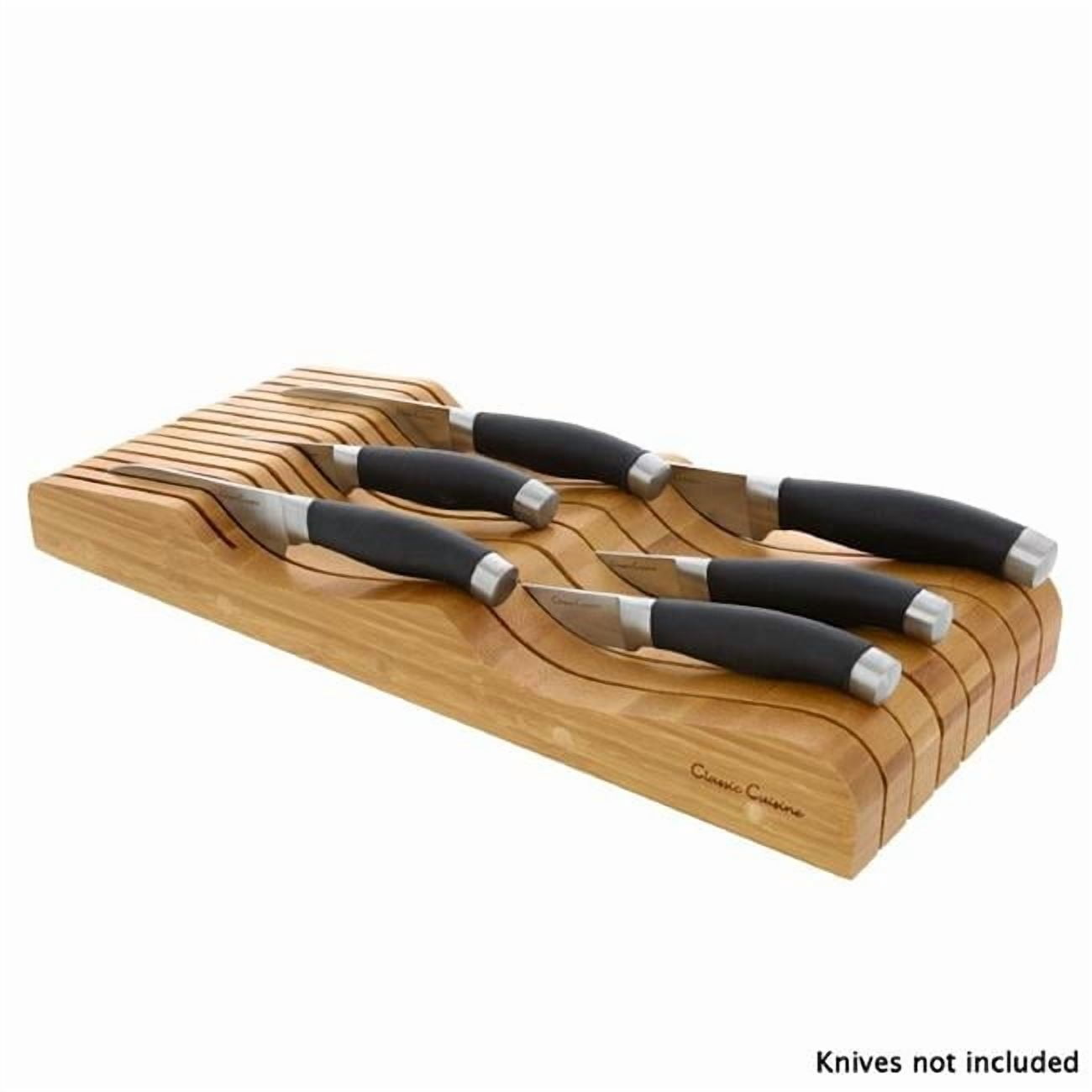 CUISINE CLASSIC IN-DRAWER BAMBOO KNIFE BLOCK CUTLERY STORAGE ORGANIZER