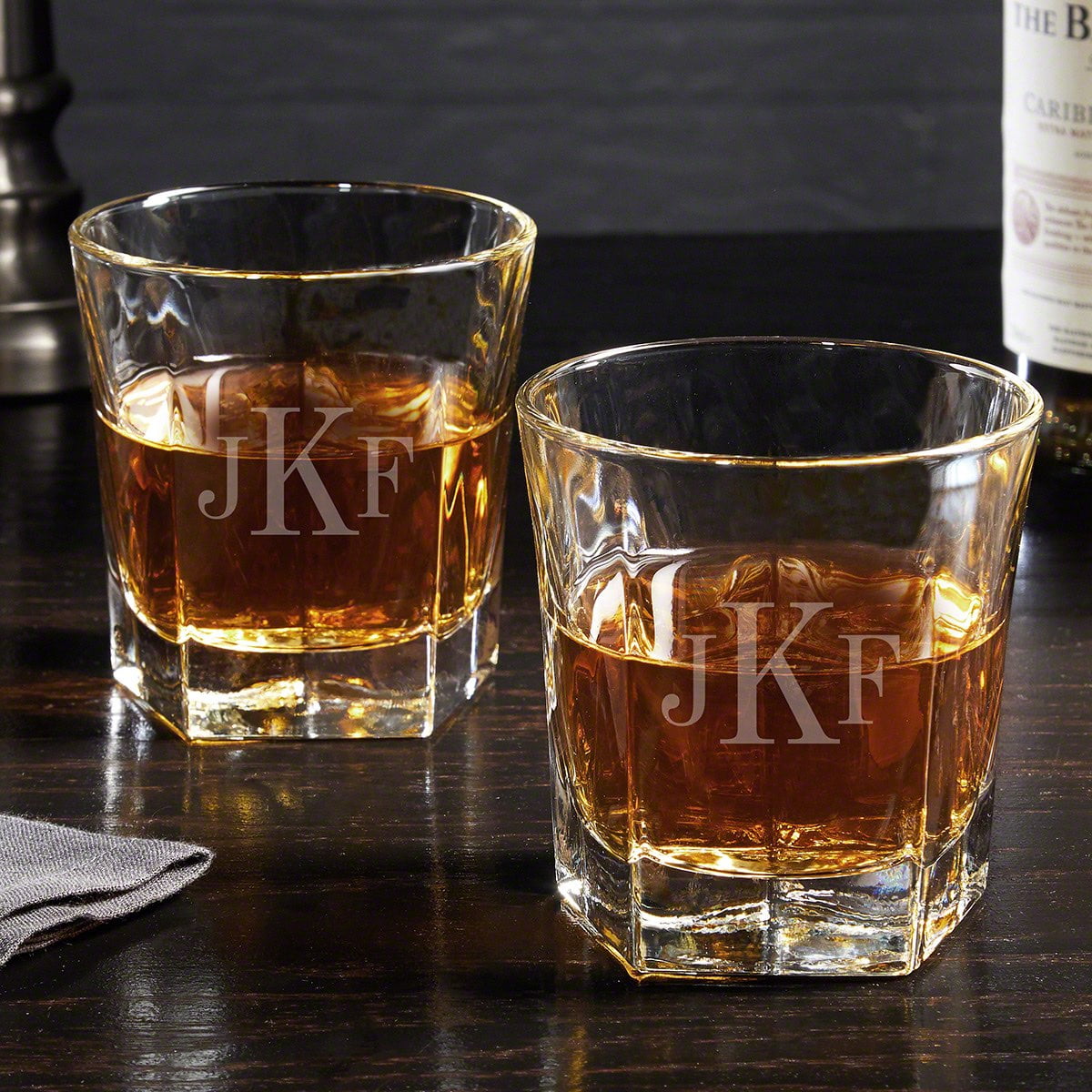 Classic Monogram Personalized Colchester Whiskey Glasses, Set of 2