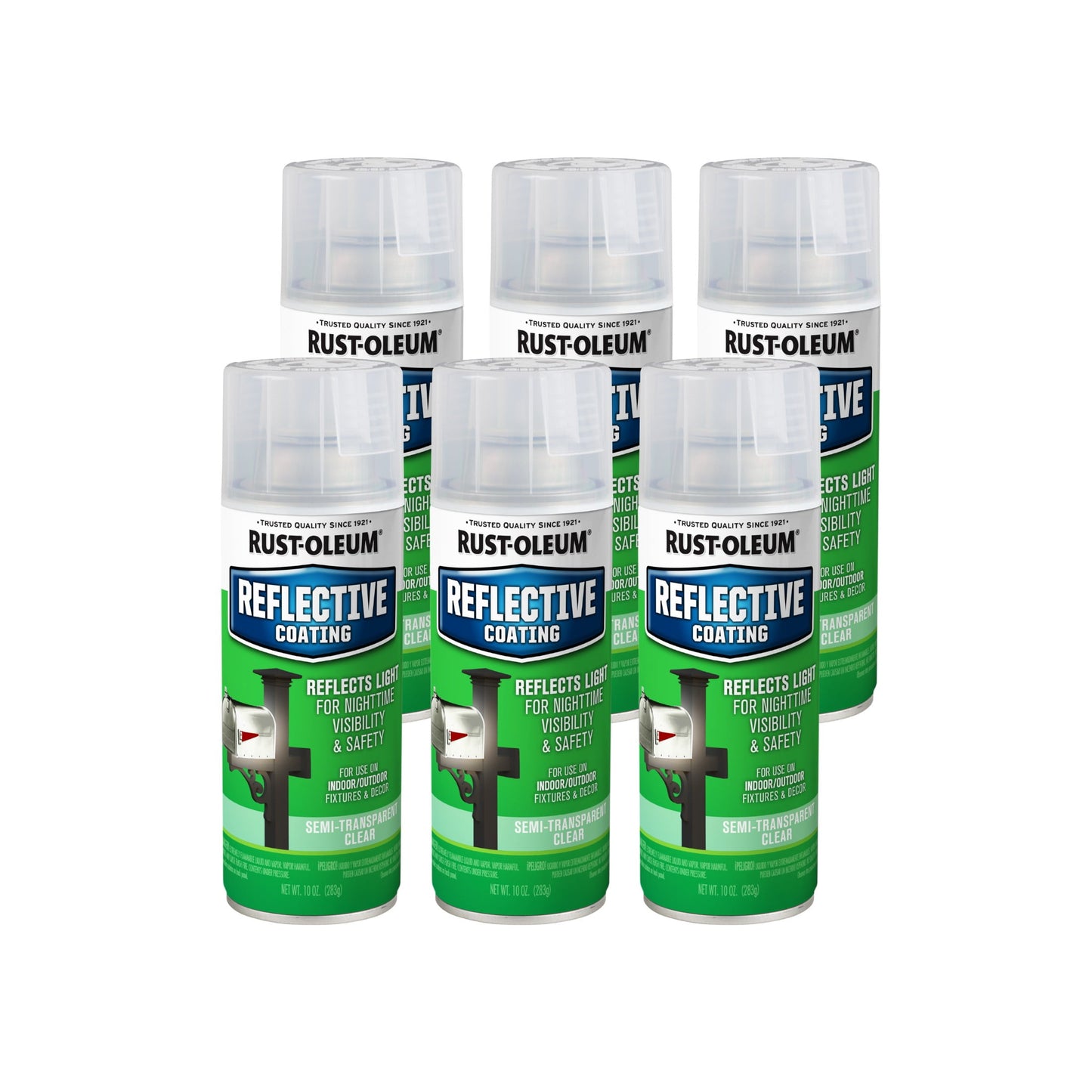 6 Pack, Clear, Rust-Oleum Specialty Reflective Finish Spray- 10 oz