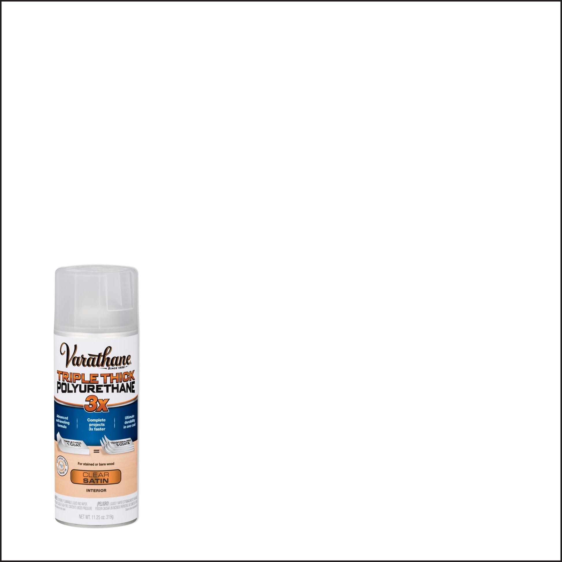 6 Pack, Clear, Varathane Triple Thick Satin Polyurethane-318290, 11.25 oz Spray