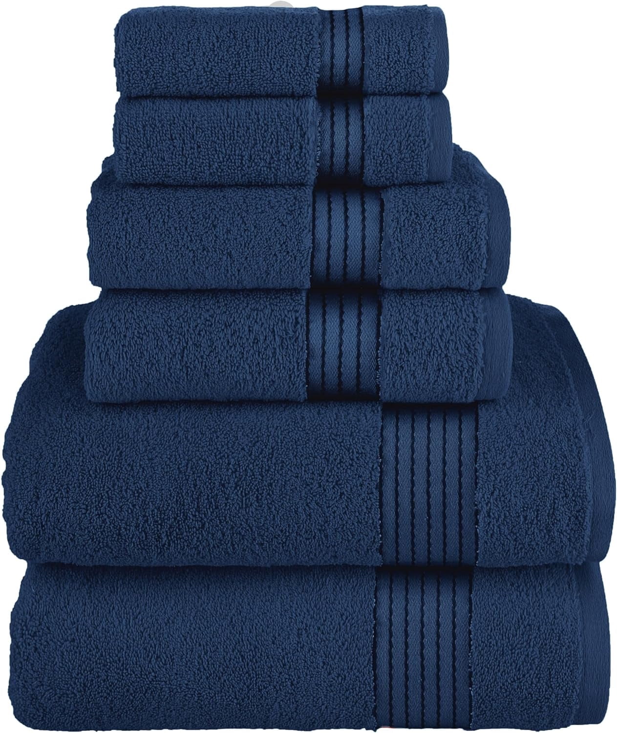 Cotton 6-Piece Towel Set, Includes 2 Washcloths, 2 Hand Towels and 2 Bath Towels, 100% Turkish Cotton , Aqua