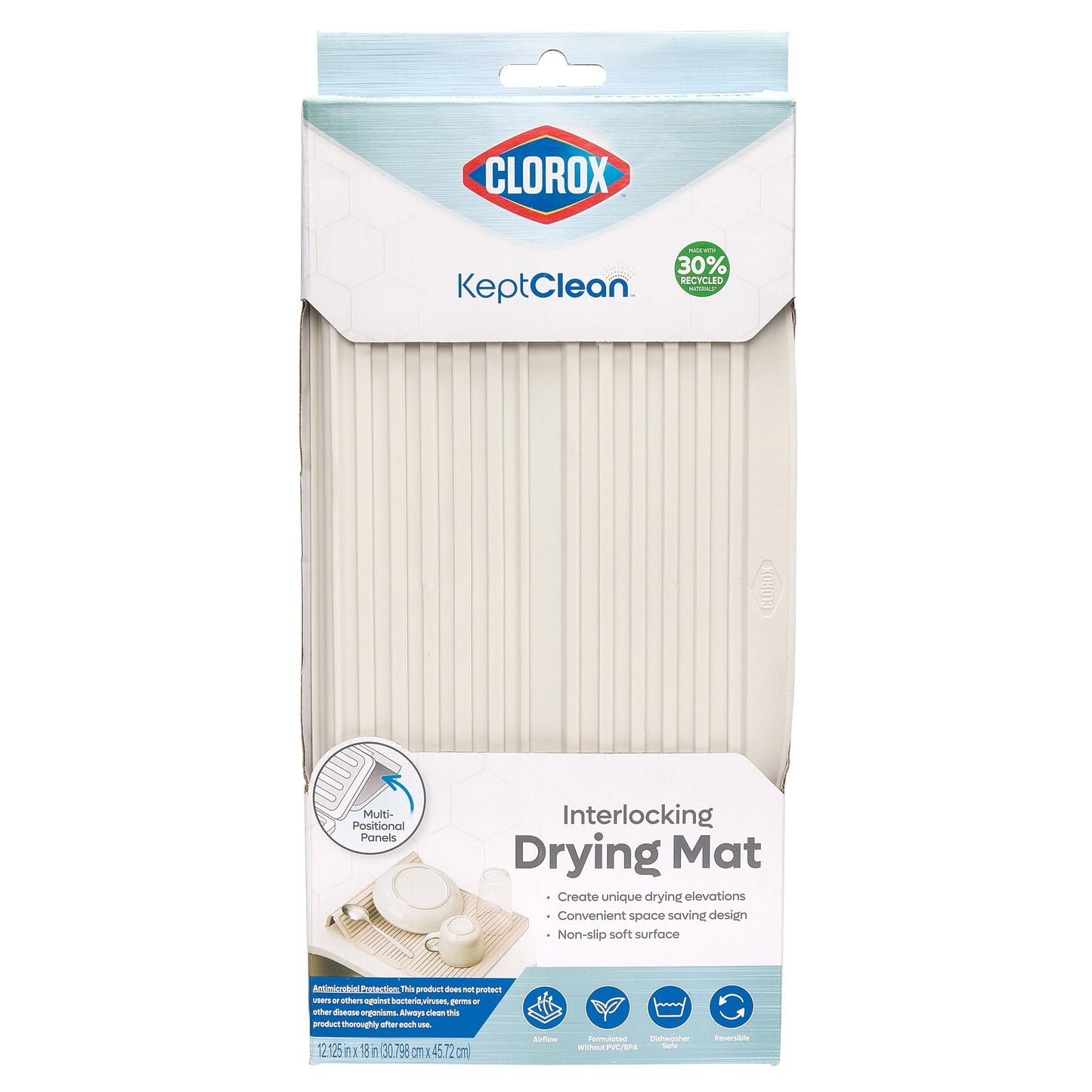 Clorox KeptClean Kitchen Interlocking Non-Slip Dish Drying Mat, Almond Cream