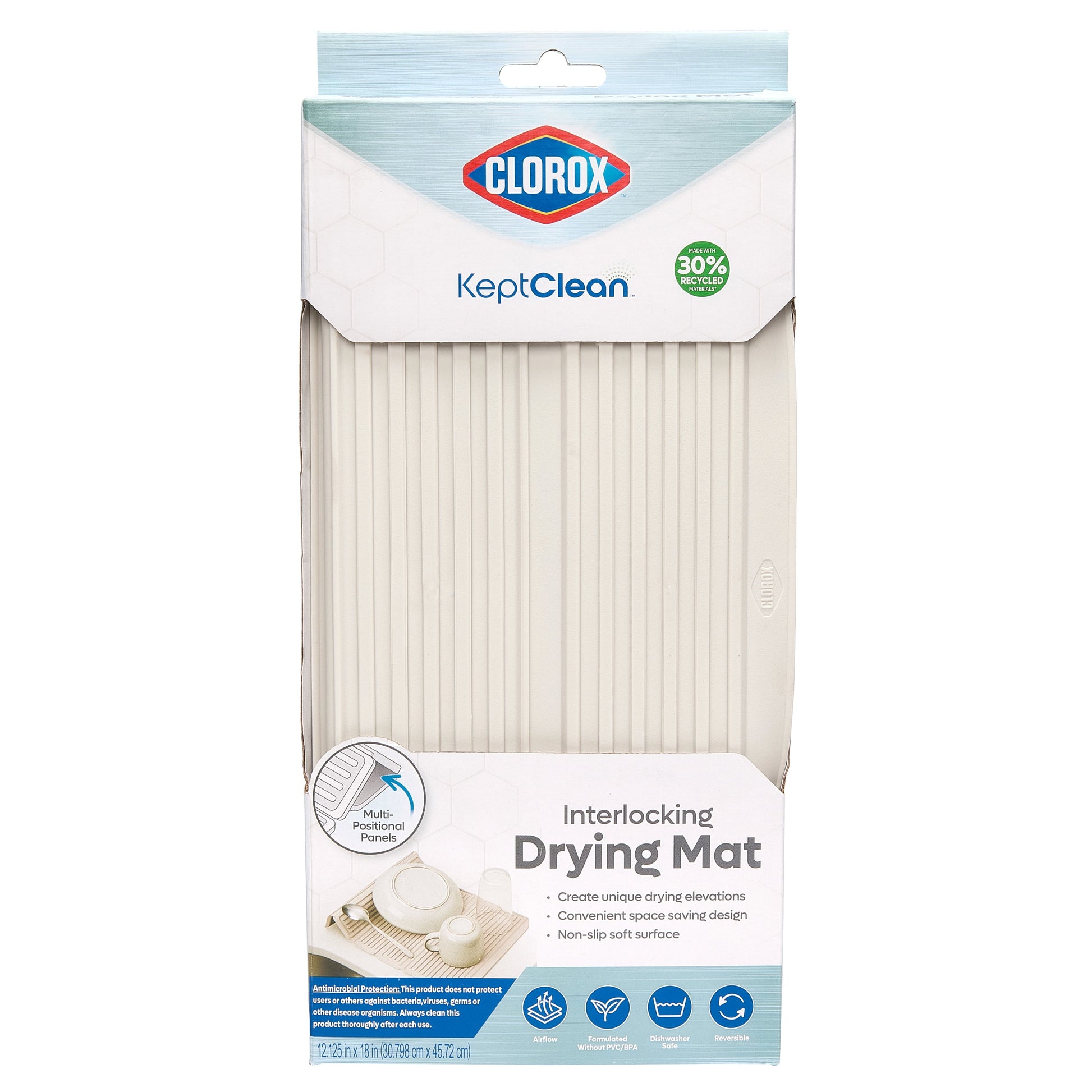 Clorox KeptClean Kitchen Interlocking Non-Slip Dish Drying Mat, Almond Cream