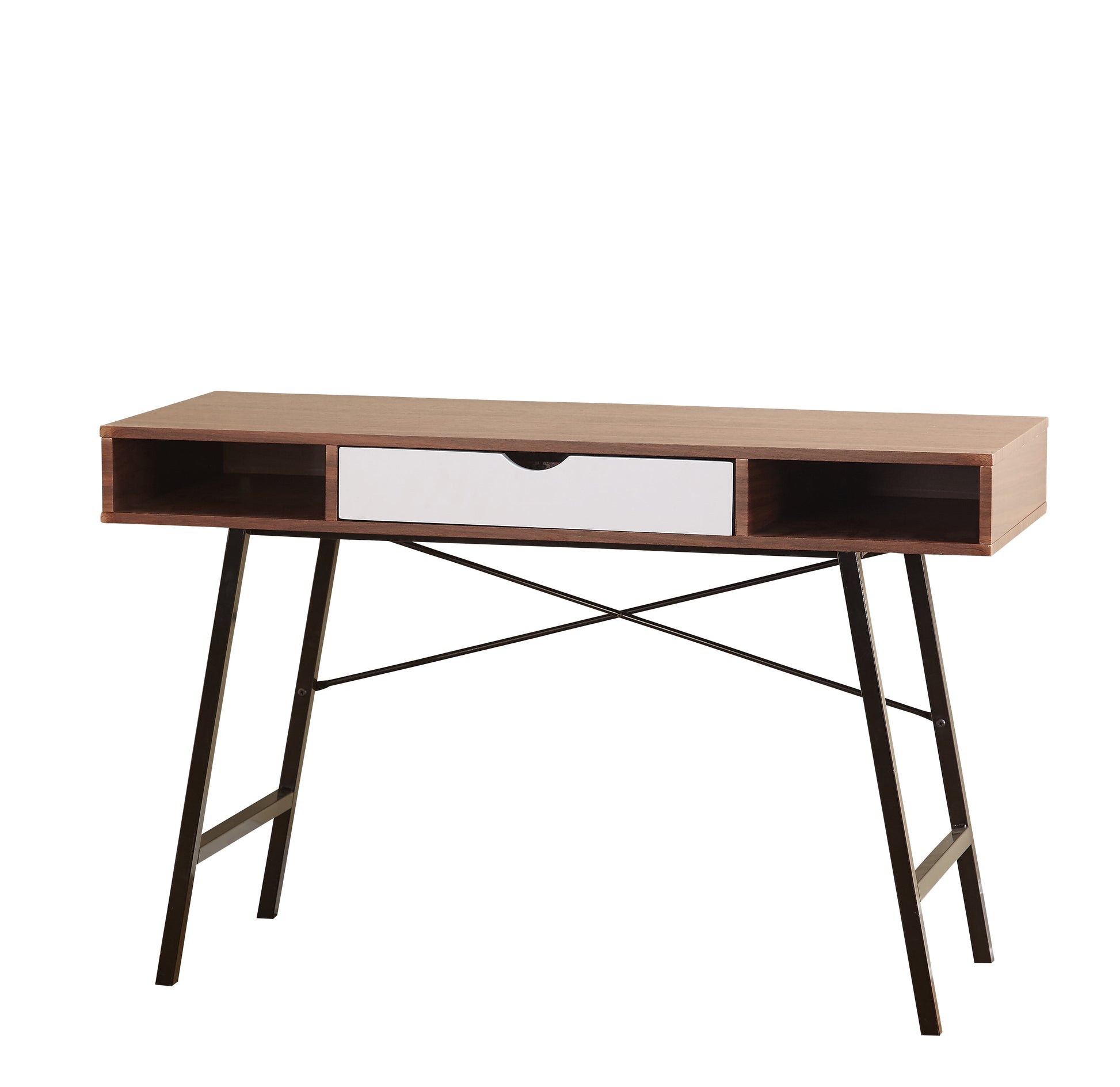 Coaster Company Edison Writing Laptop Desk with Storage and Metal Legs, Espresso/White/Black