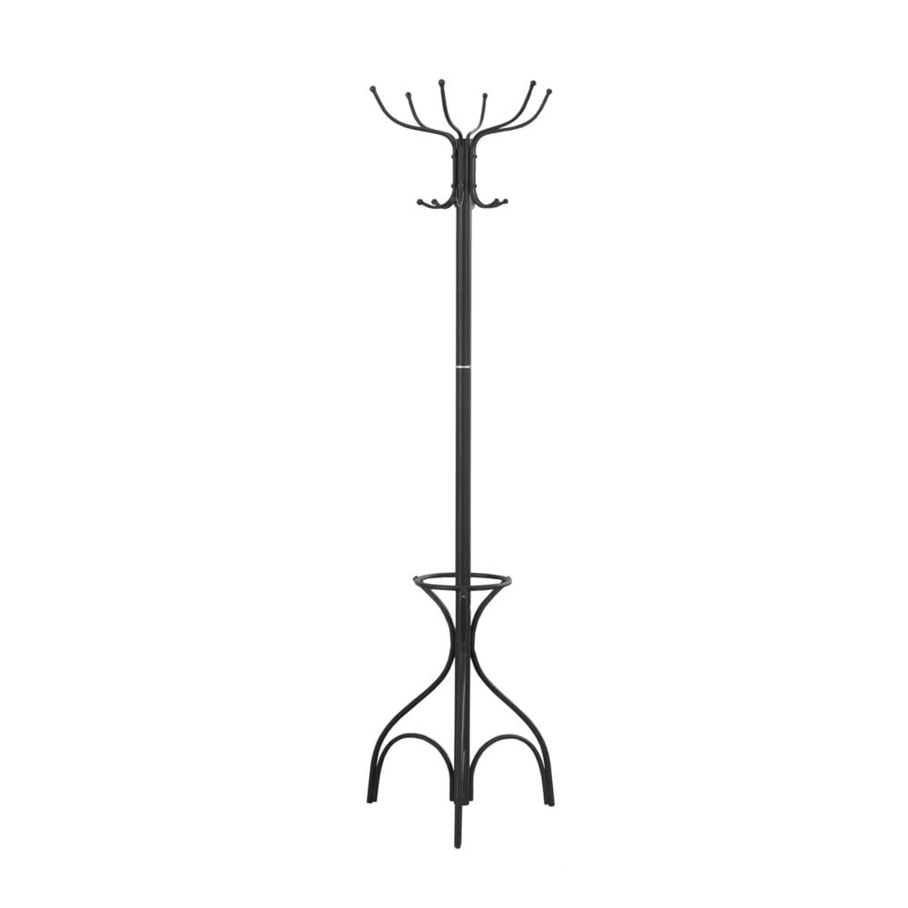 Coat Rack Hall Tree 12 Hooks Entryway 70"H Bedroom Metal Black